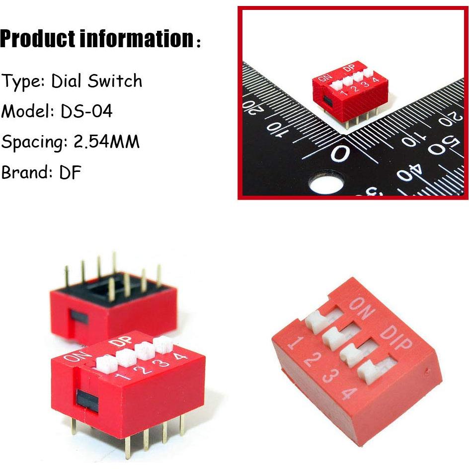 20 Interruptores DIP 4 posiciones Comidox 2.54mm 8 terminales