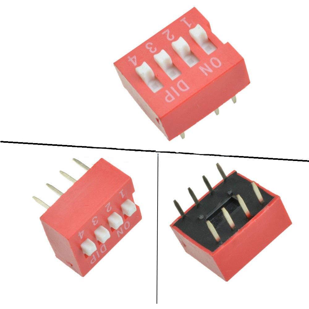 20 Interruptores DIP 4 posiciones Comidox 2.54mm 8 terminales