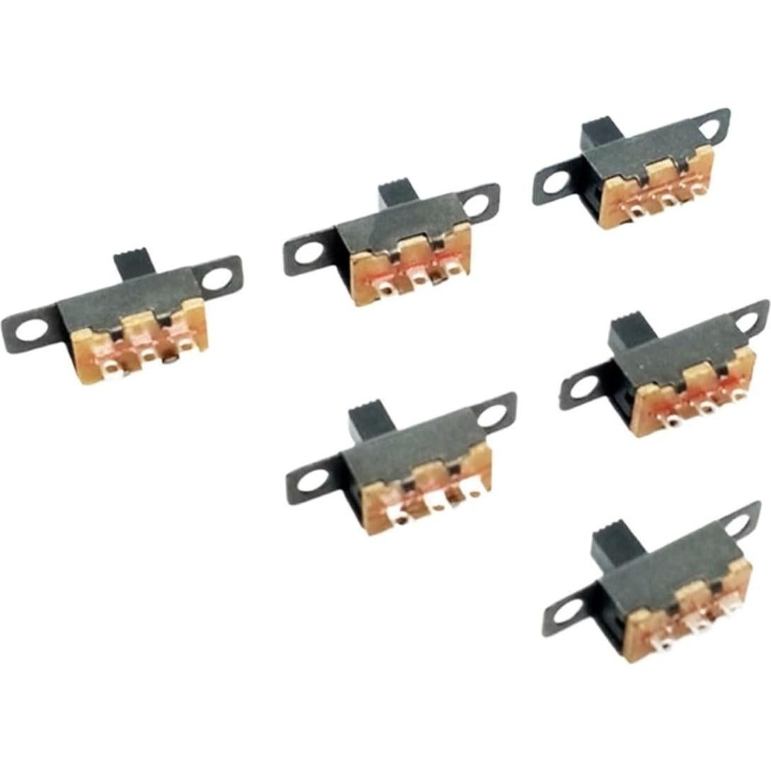 Interruptor deslizante SPDT mini negro LSUHUI 100 piezas 6MM