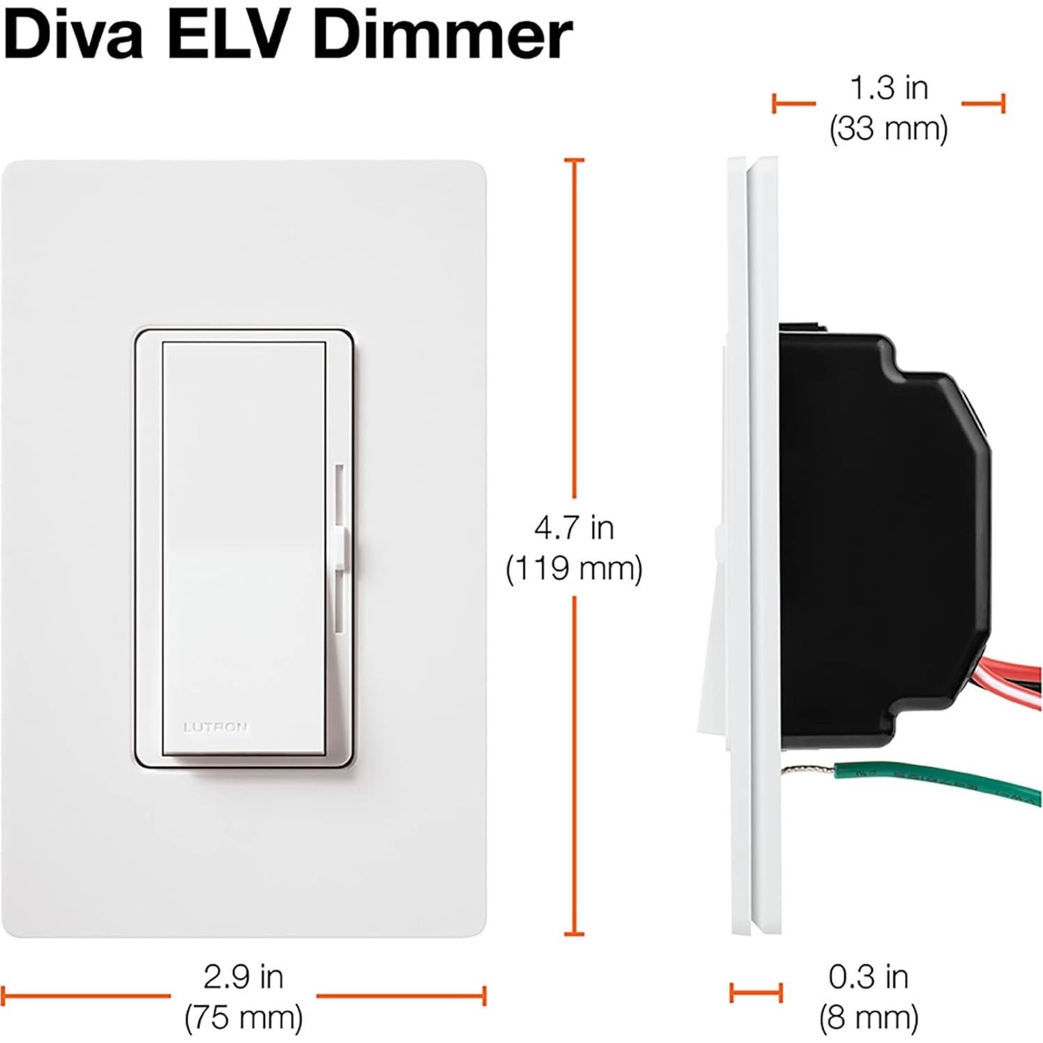 Regulador Electrónico Lutron Diva DVELV-300P-BL 300W Negro