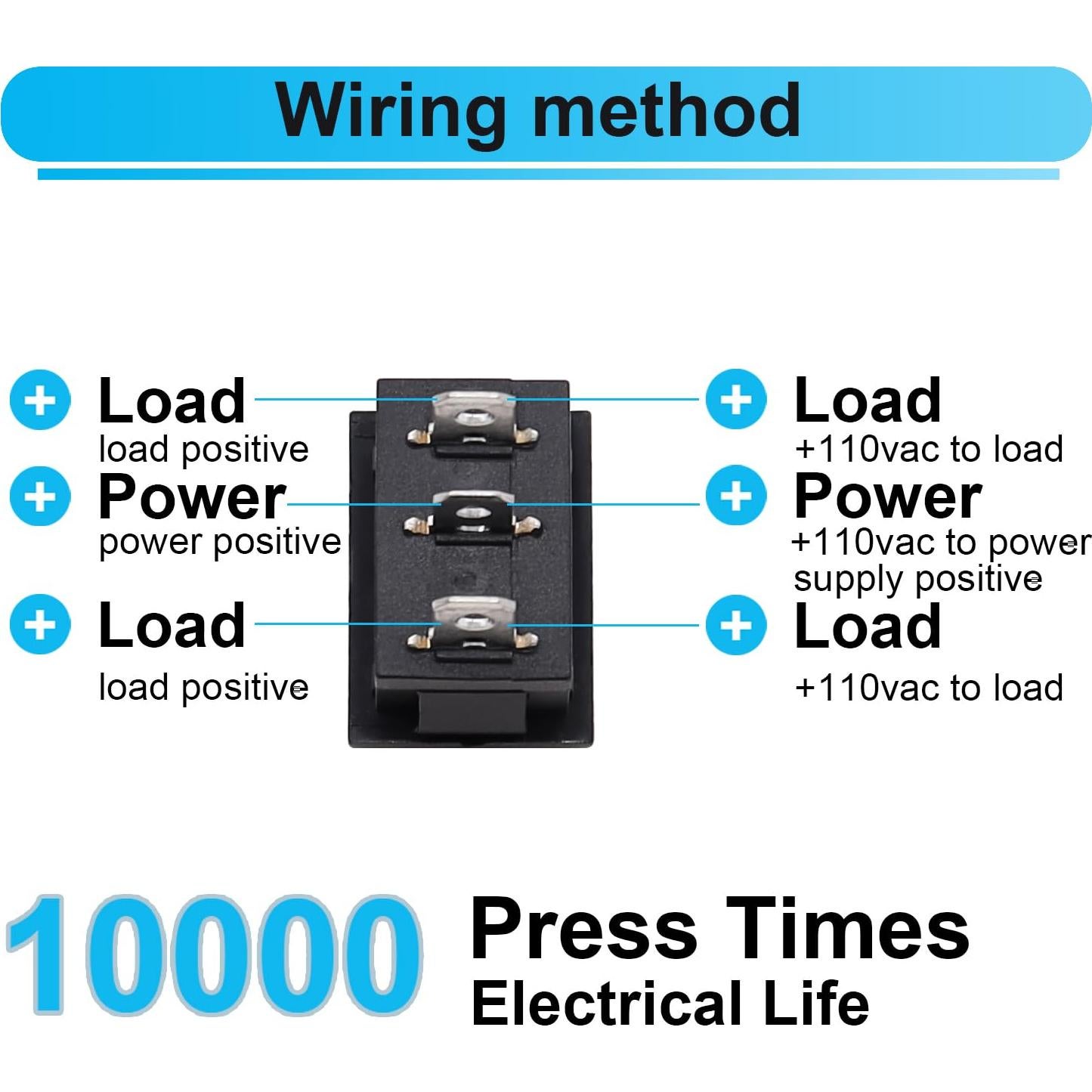 Interruptor Rocker 12V TWTADE KCD1-2-103 3 Posiciones 6 Pcs