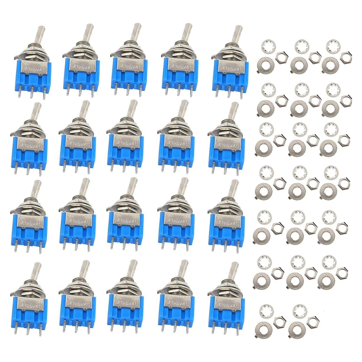 20 Interruptores de Palanca Mini MTS-102 3 Pines AC 250V 3A