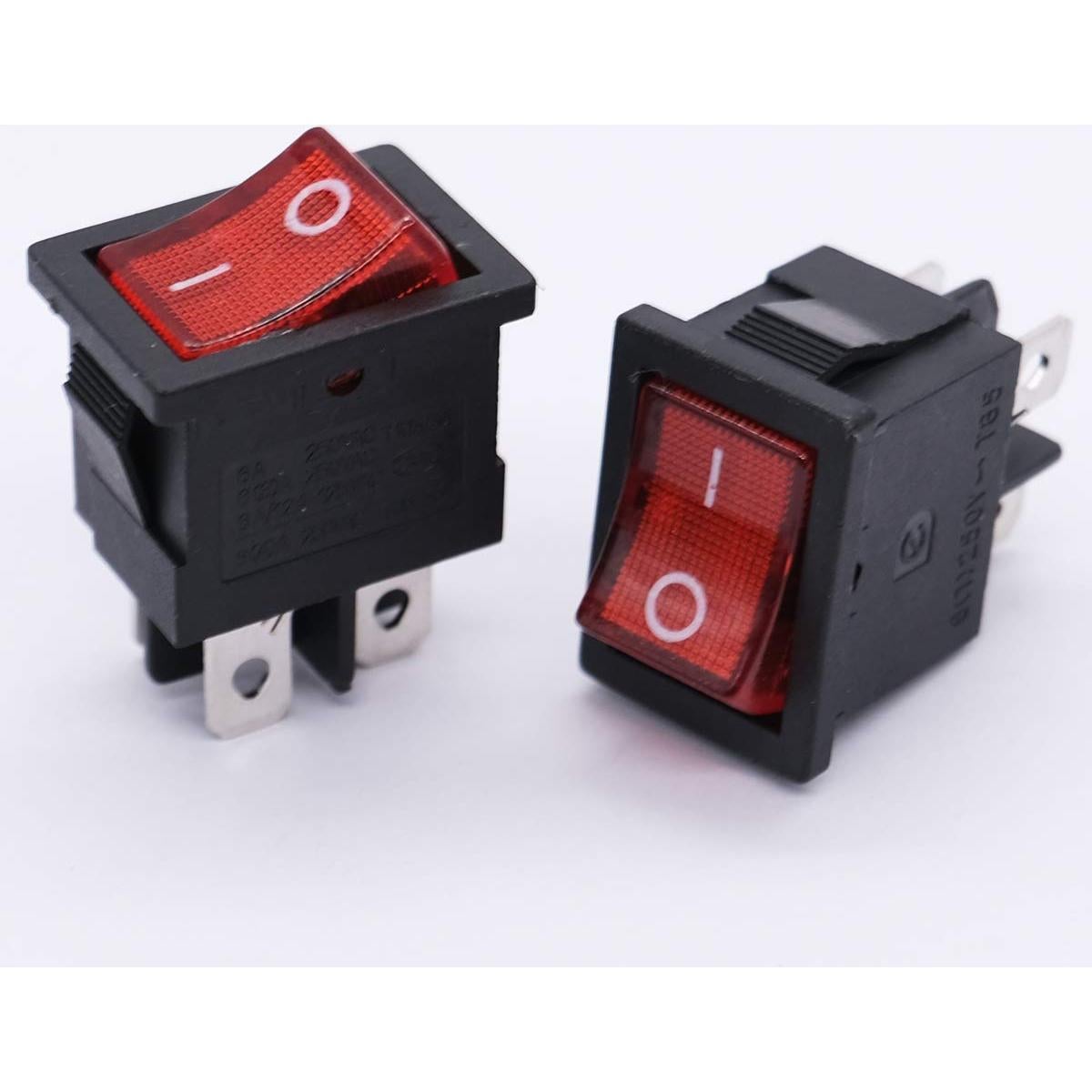 Interruptor Rocker Iluminado DPST 5 Pcs Mxuteuk Rojo 250V 6A