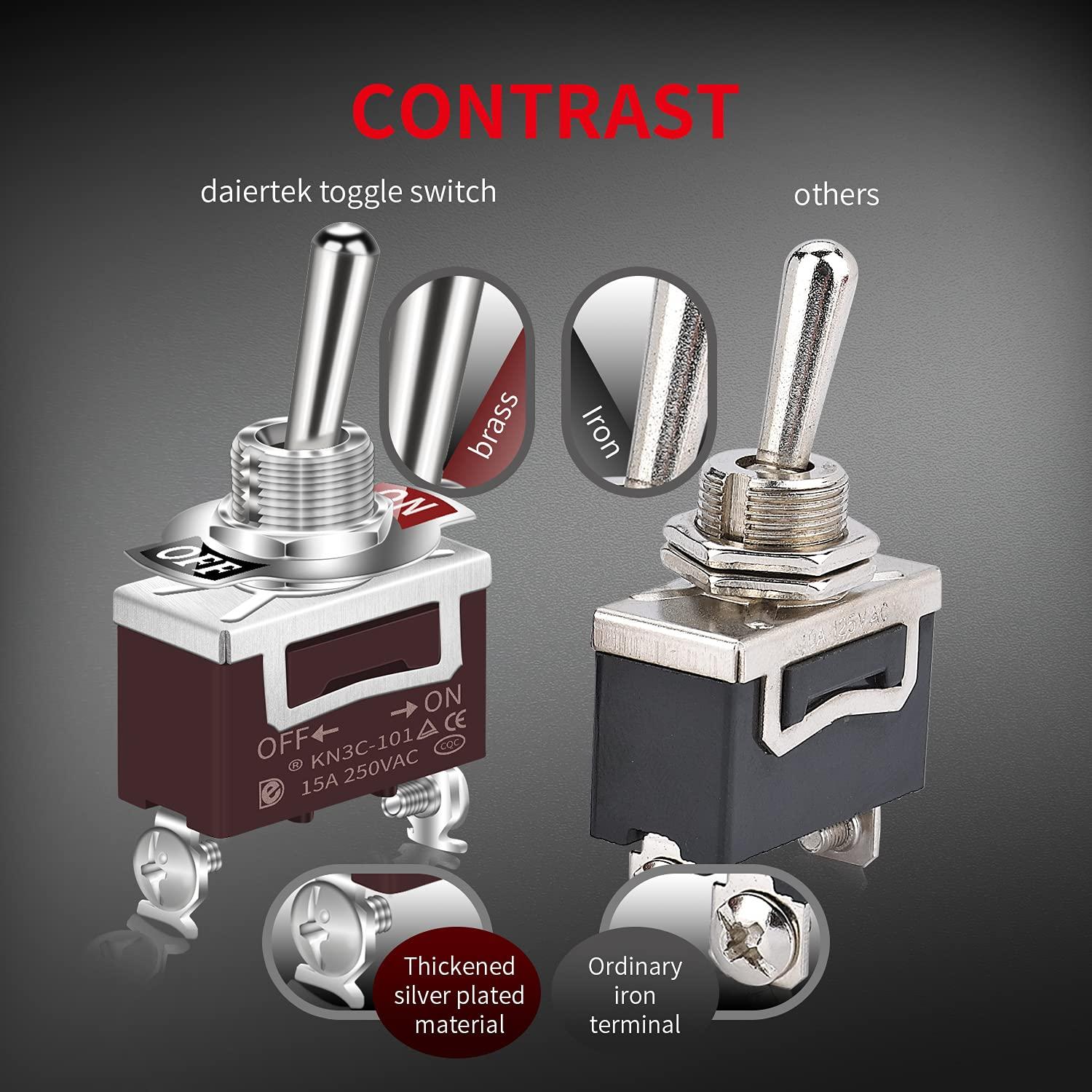 Interruptor de Palanca a Prueba de Agua DaierTek 12V 30A SPST