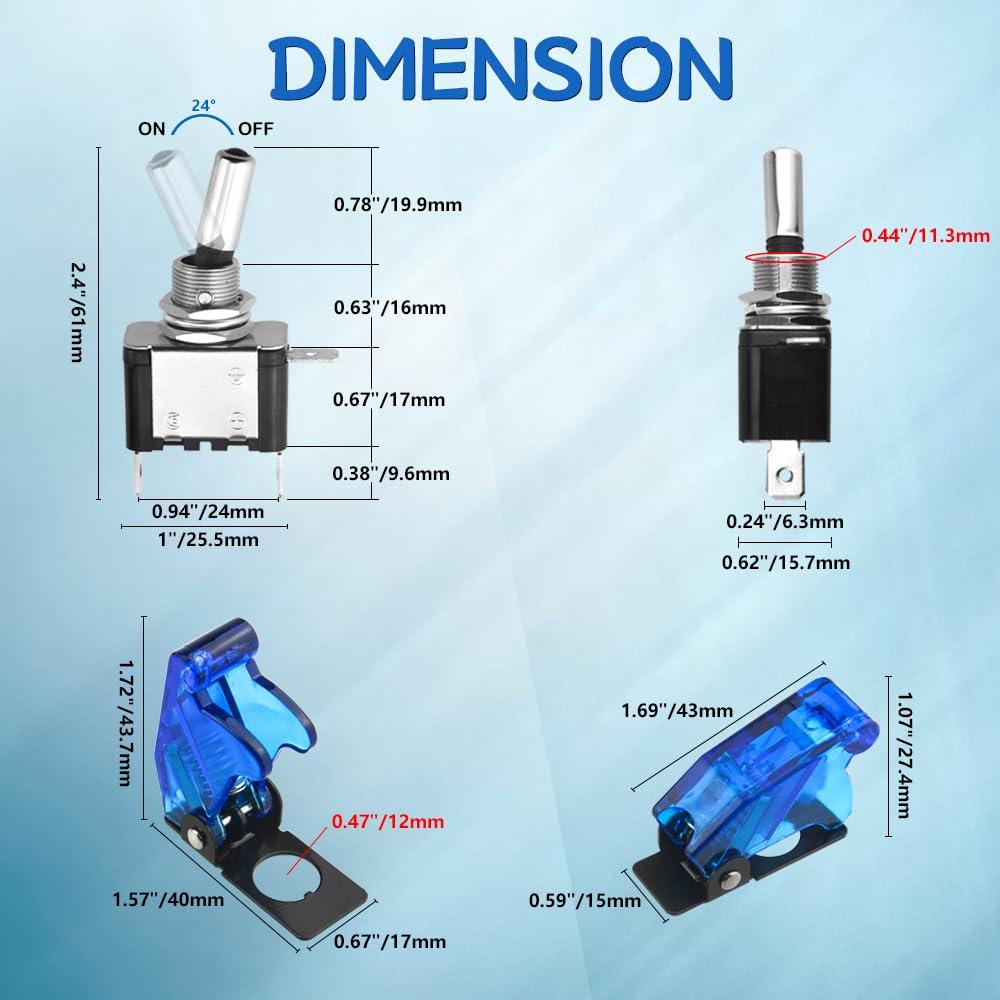 Interruptores de Palanca LED 12V 20A WMYCONGCONG 6 Colores