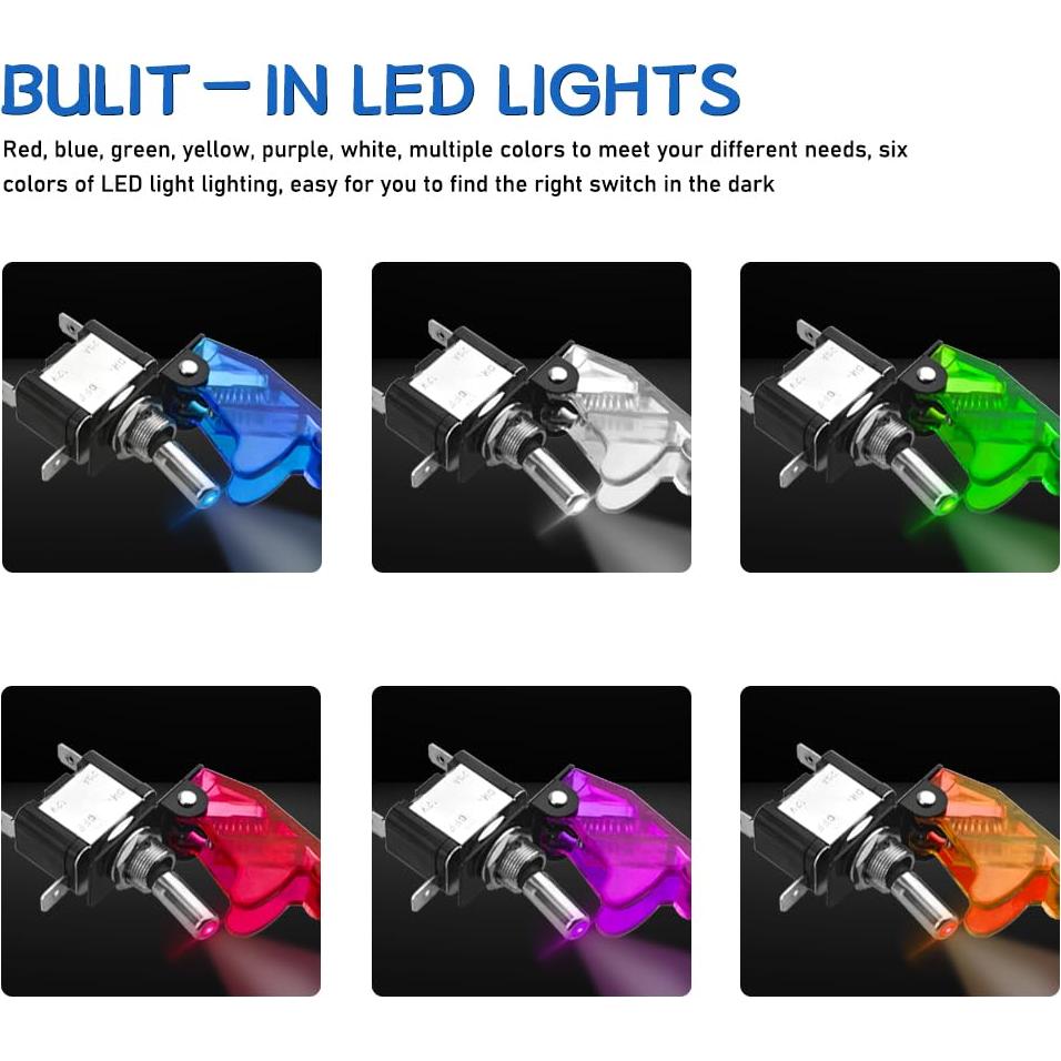 Interruptores de Palanca LED 12V 20A WMYCONGCONG 6 Colores