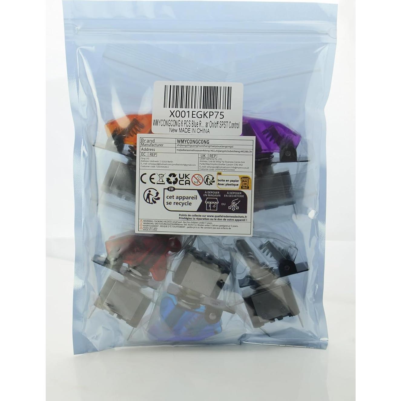 Interruptores de Palanca LED 12V 20A WMYCONGCONG 6 Colores