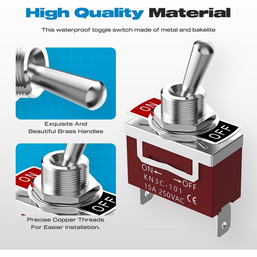 Interruptor de palanca impermeable Malictele 12V 30A 2Pin ON/OFF