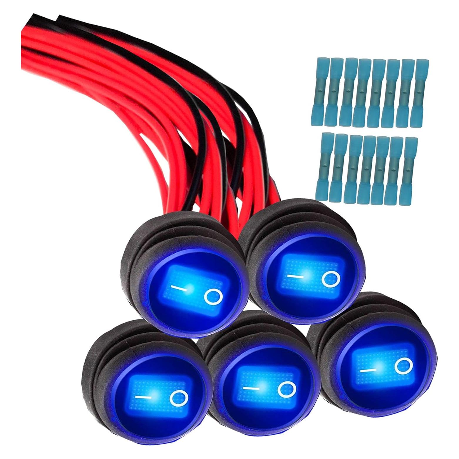 Interruptor de Palanca Redondo TIANWIDJEW 12V Impermeable 5 Piezas