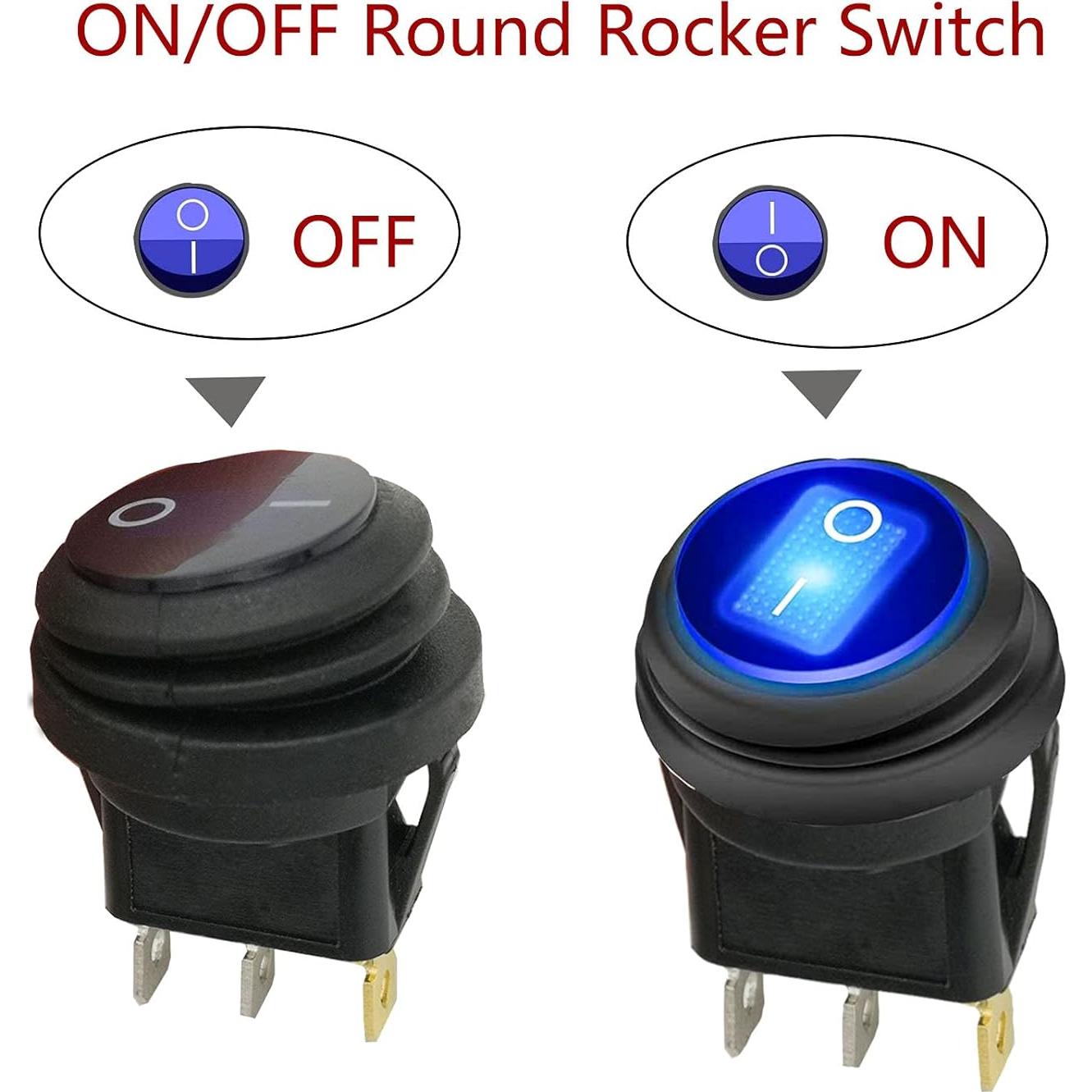 Interruptor de Palanca Redondo TIANWIDJEW 12V Impermeable 5 Piezas