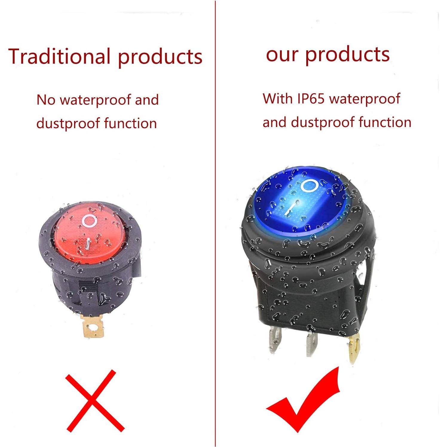 Interruptor de Palanca Redondo TIANWIDJEW 12V Impermeable 5 Piezas