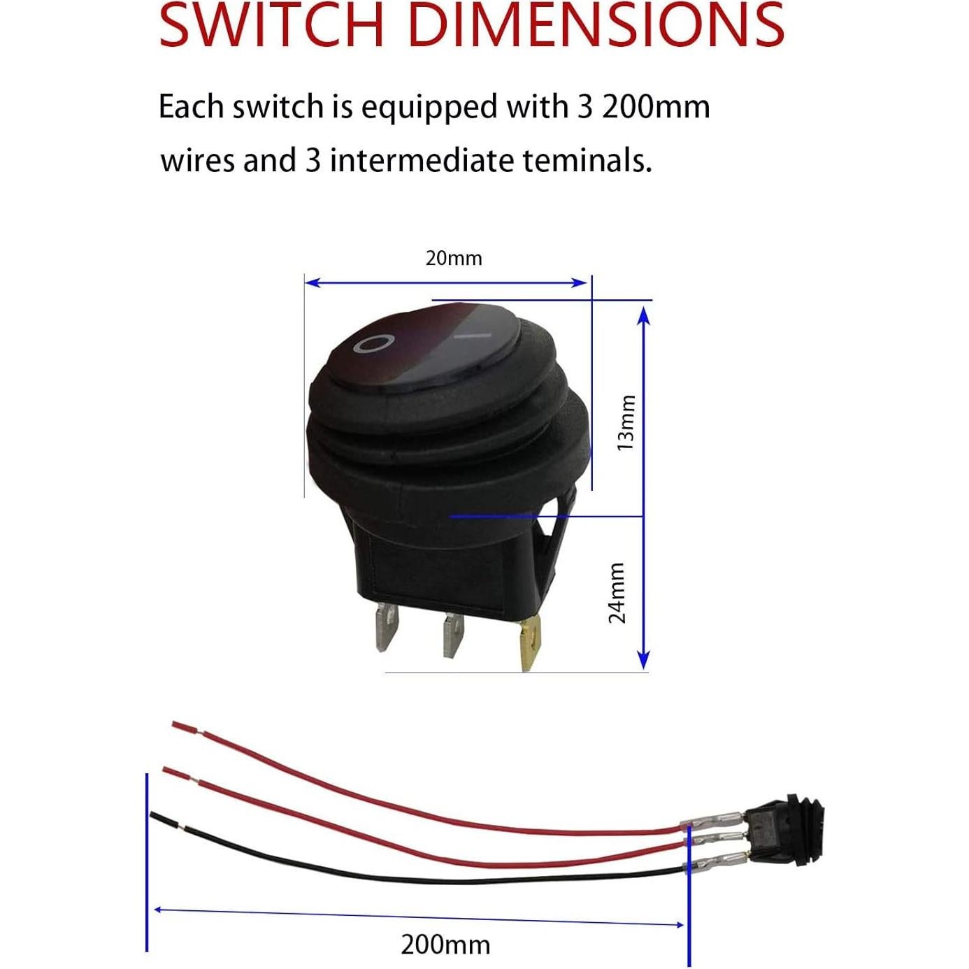 Interruptor de Palanca Redondo TIANWIDJEW 12V Impermeable 5 Piezas