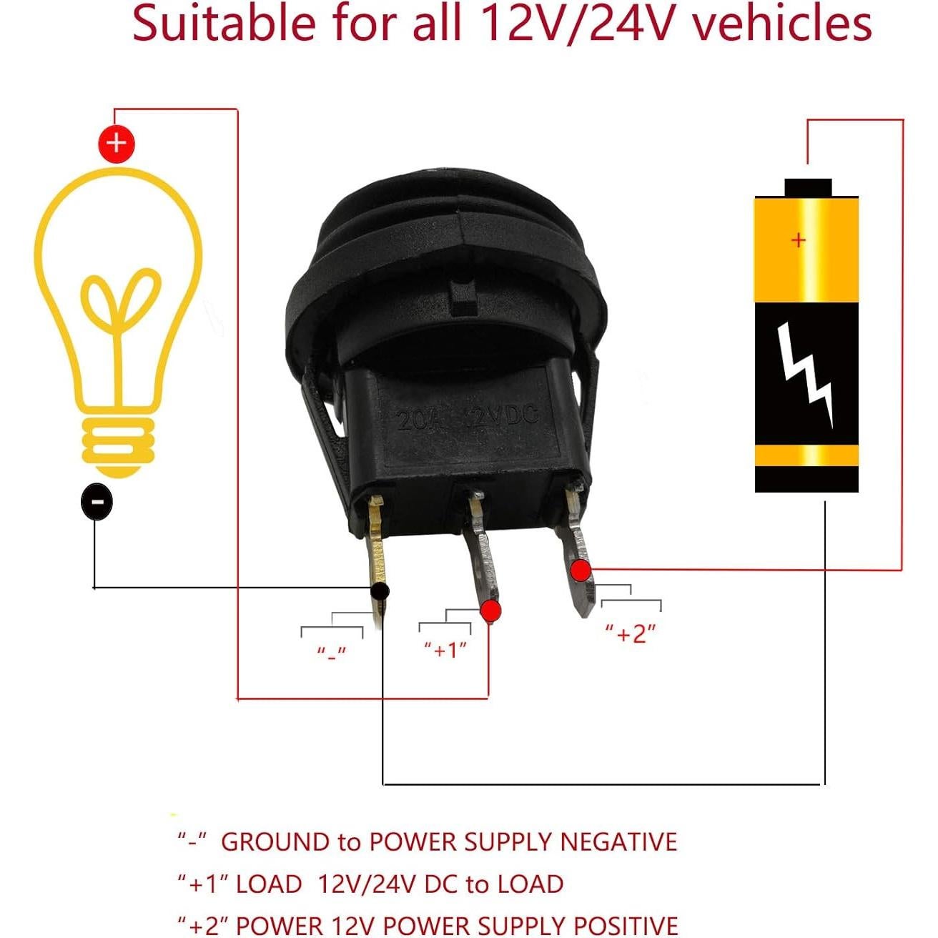 Interruptor de Palanca Redondo TIANWIDJEW 12V Impermeable 5 Piezas