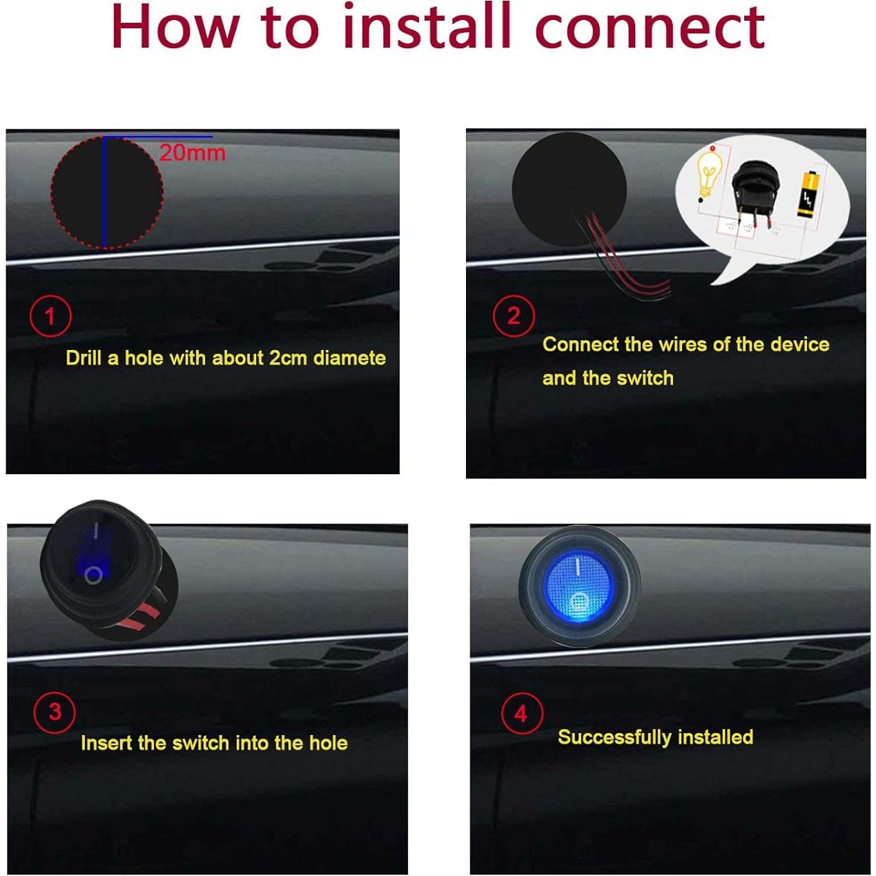 Interruptor de Palanca Redondo TIANWIDJEW 12V Impermeable 5 Piezas