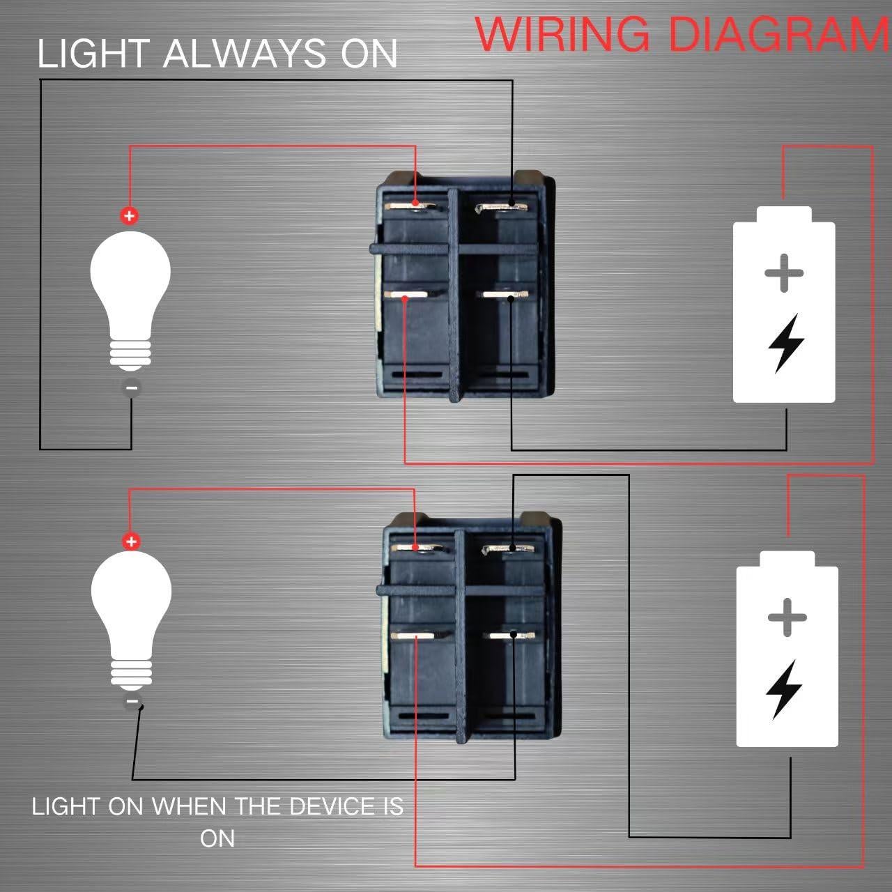 Interruptor Rocker KCD4 DPST 30A 250V con Luz Roja