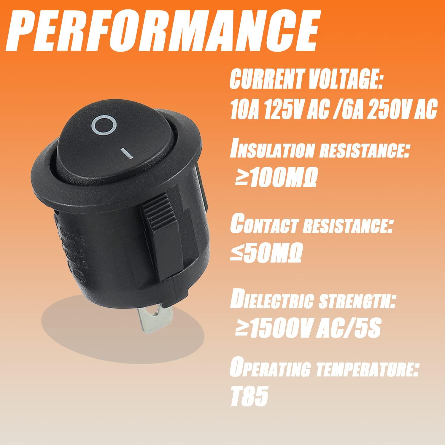 Interruptor Rocker KCD1 10A 125V AC 6A 250V AC 2 Pines