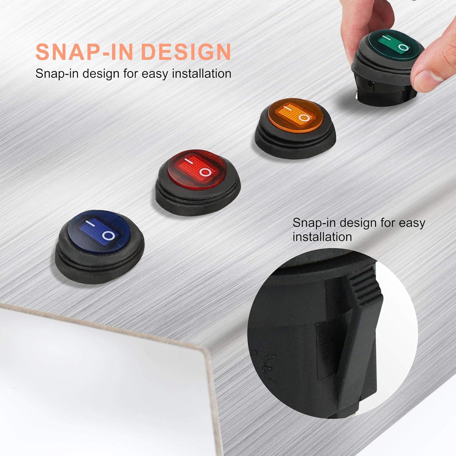 Interruptor de Palanca APIELE KCD1-8-101NW 12V 20A LED 20mm