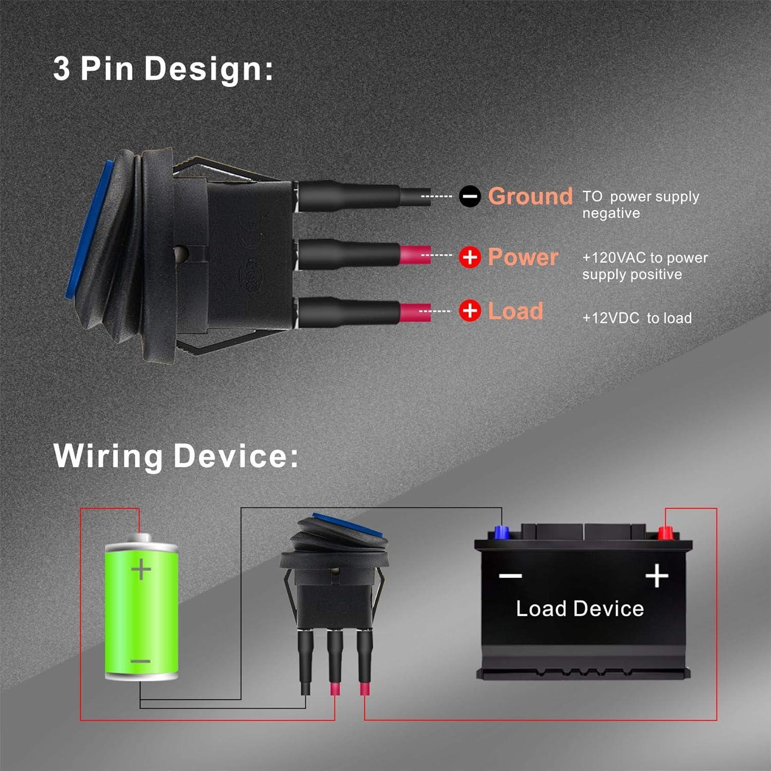 Interruptor de Palanca APIELE KCD1-8-101NW 12V 20A LED 20mm