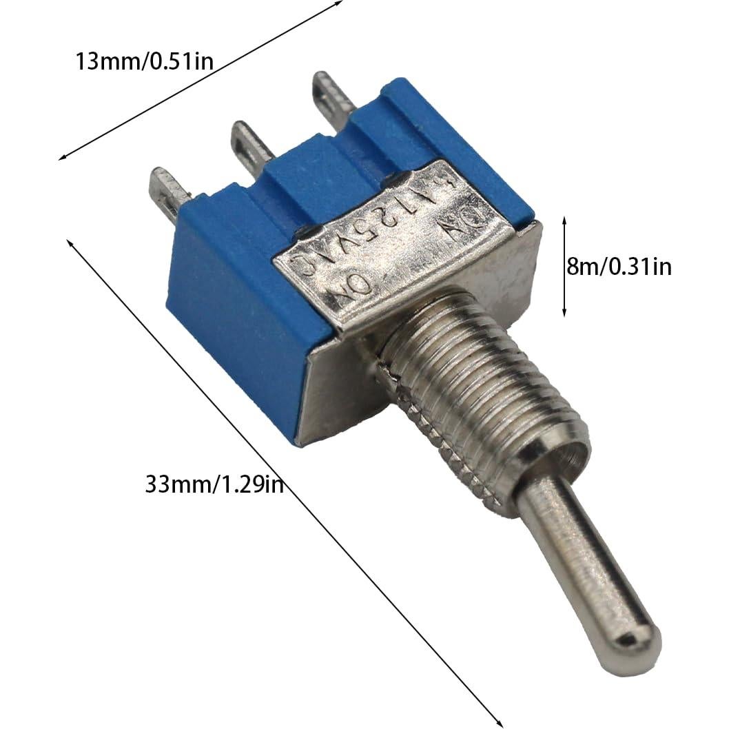 Interruptor de Palanca MTS102 Azuocn 15PCS 125V 6A SPDT