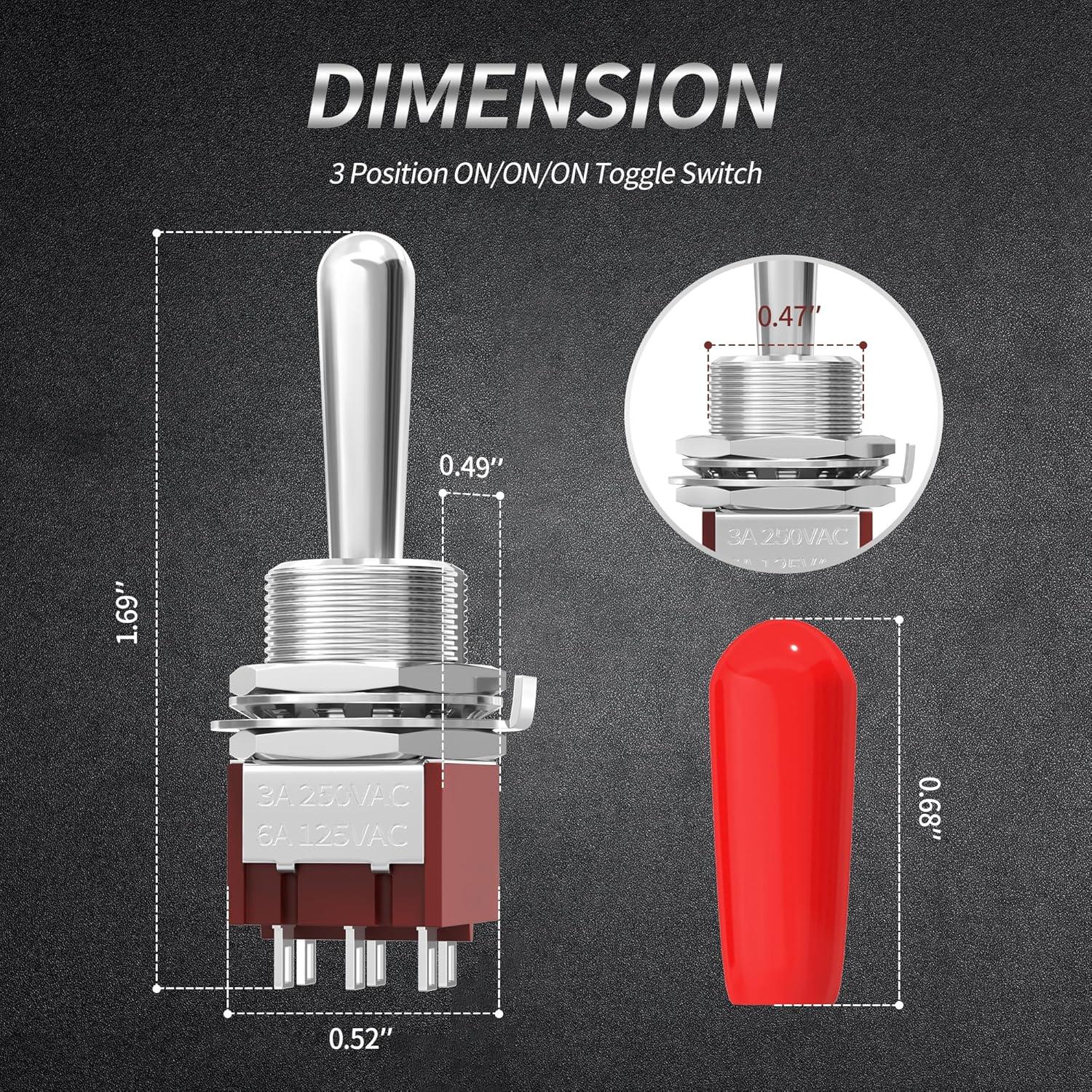 Interruptor de Palanca DaierTek 3 Vías DPDT para Guitarra