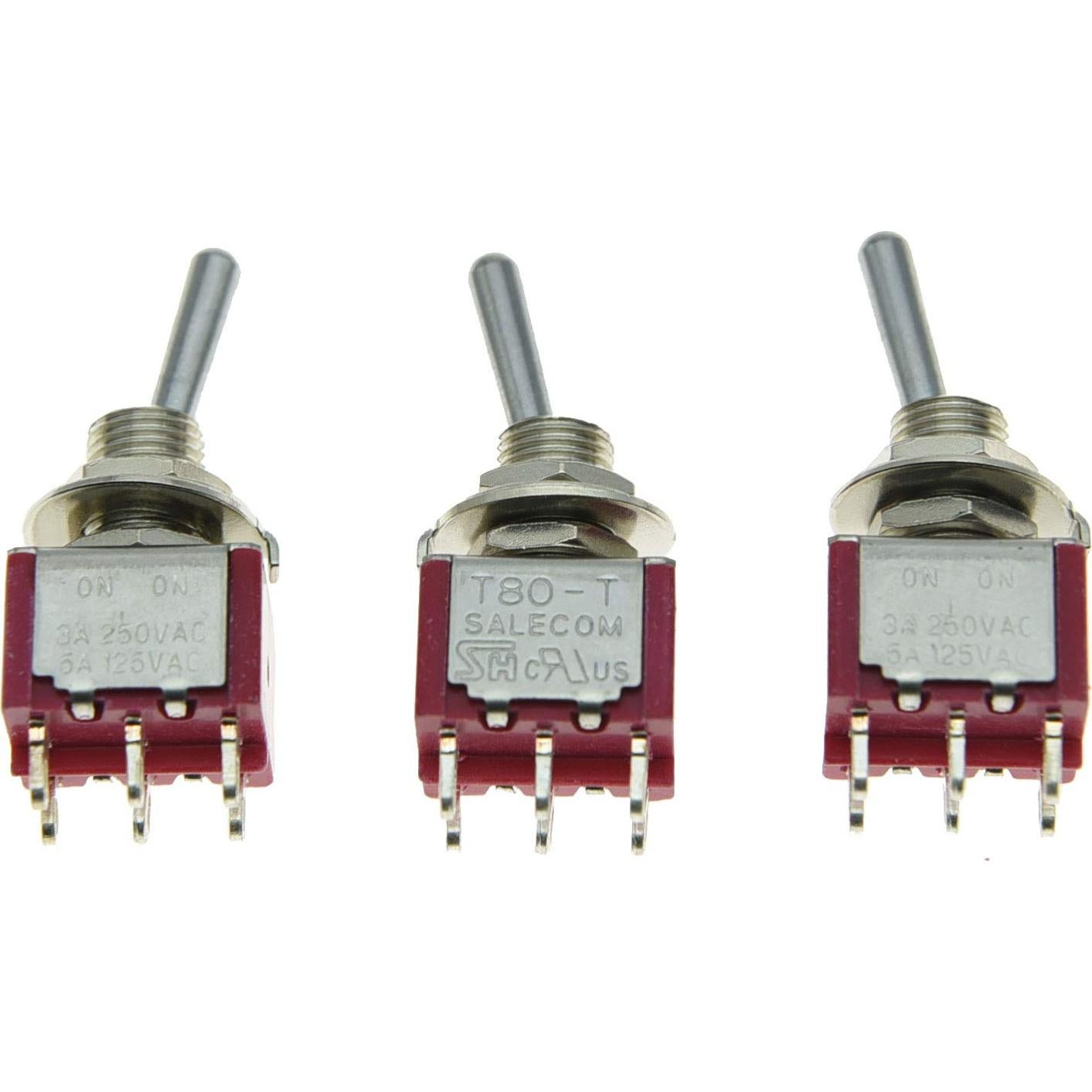Interruptores Mini Toggle SALECOM 5pcs DPDT 6 Pin ON ON