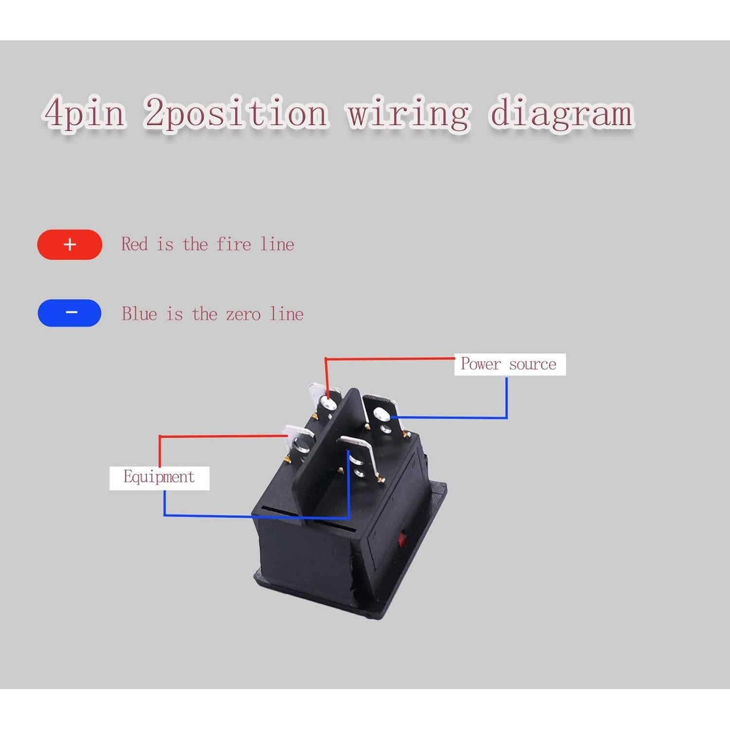 Interruptor Rocker DPST KCD4 4 Pines 16A 250V Rojo - 2 Pcs