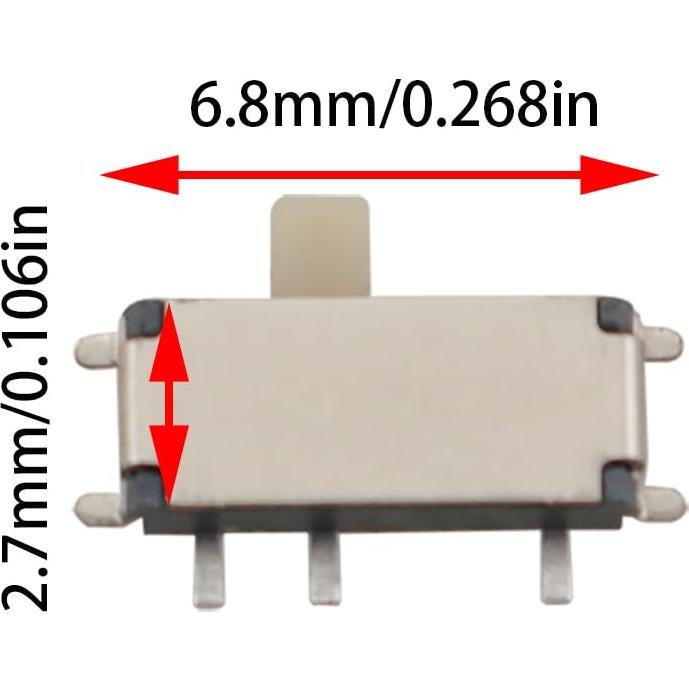 10 Interruptores Deslizantes Micro On/Off Ruiwaer MSK-12C02