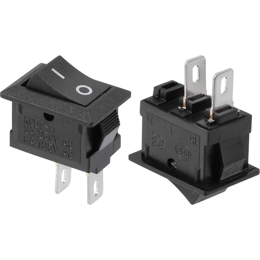 Interruptor de Palanca On/Off uxcell 5PCS 250V 6A 2 Pines Negro