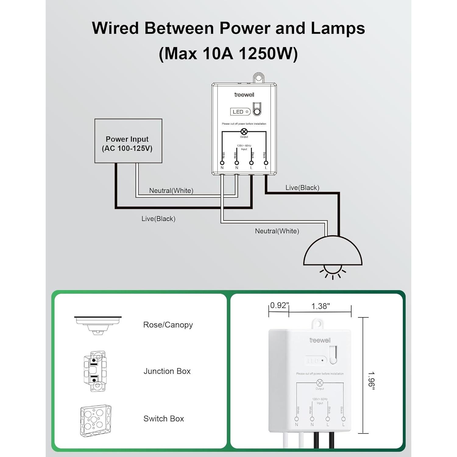 Kit Interruptor Luz Inalámbrico Treewell TWLS11A 200FT
