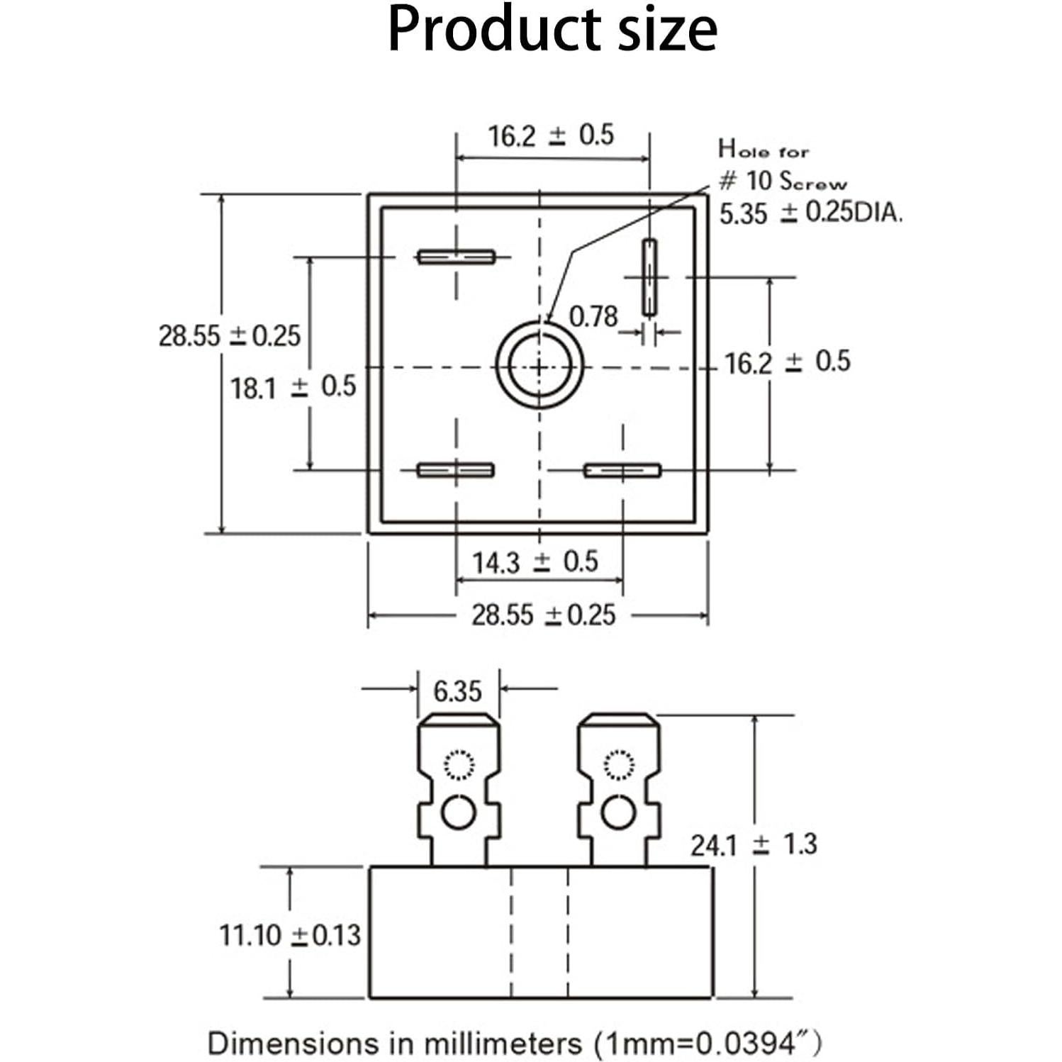 Diodo Rectificador de Puente Yetaida KBPC5010 50A 1000V 5PCS