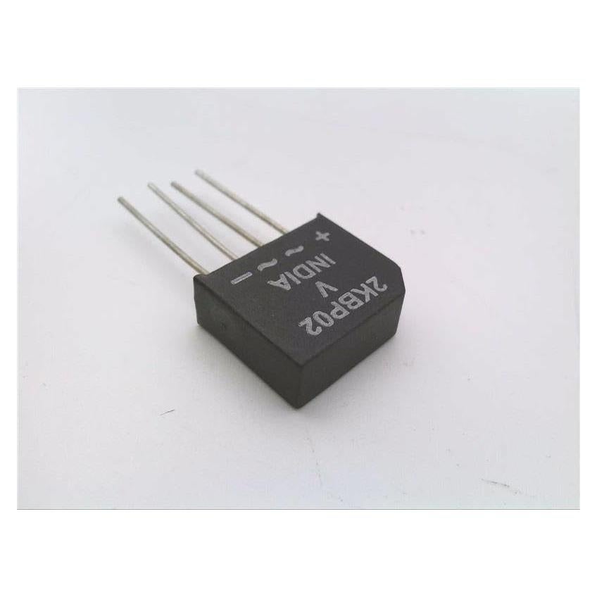 VISHAY VS-2KBP02 BRIDGE RECTIFIER; NO. OF PHASES:SINGLE PHASE; REPETITIVE REVERSE VOLTAGE VRRM MAX:200V; FORWARD CURRENT IF(AV):2A; BRIDGE RECTIFIER CASE STYLE:SIP; FORWARD VOLTAGE VF MAX:1.1V; NO. OF