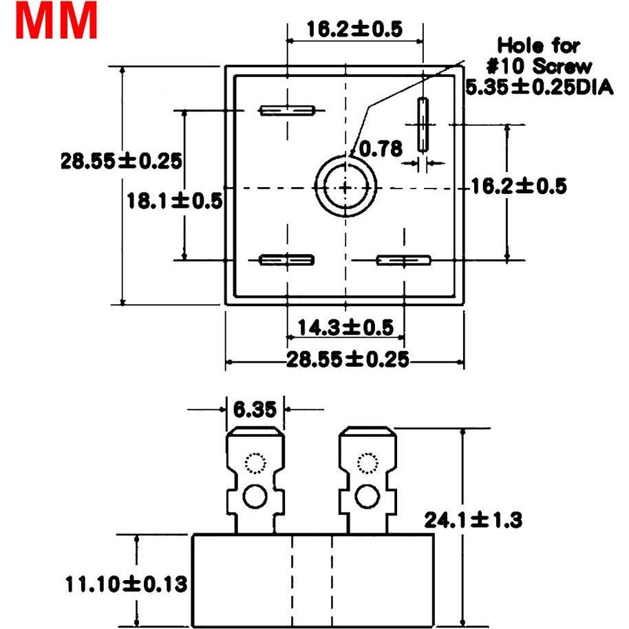 Rectificador de Puente Walfront KBPC3510 10PCS 35A 1000V