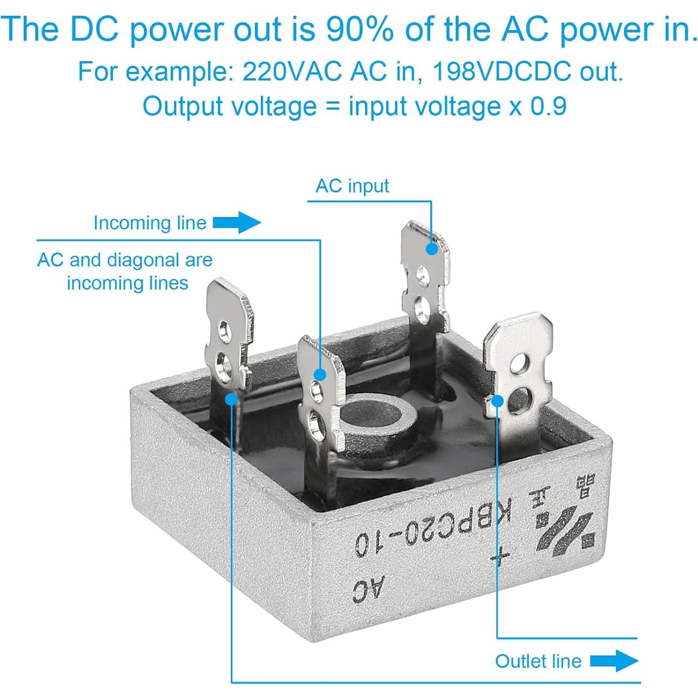 Diodo Rectificador PATIKIL KBPC20-10 20A 1000V 2 Pcs