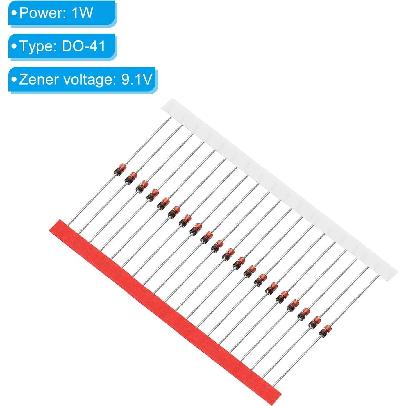 Diodo Zener PATIKIL 20 Pcs 9.1V DO-41 1W para Experimentos