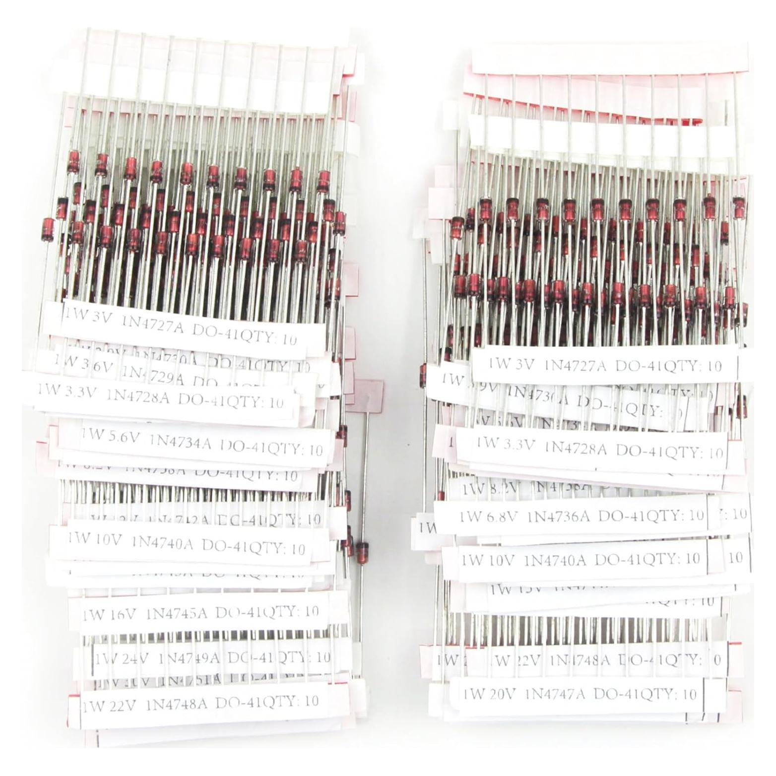 Kit de Diodos Zener 1W GuuYebe 600PCS 30 Valores DO-41