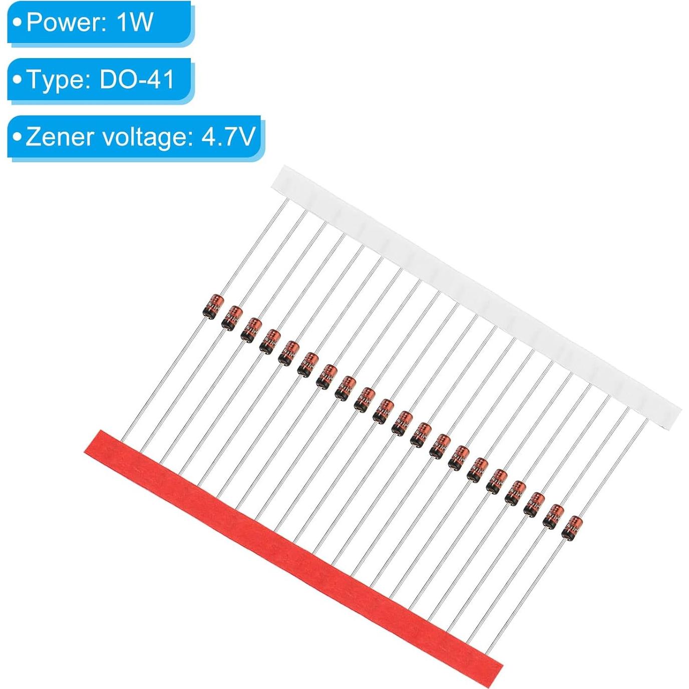 Diodo Zener PATIKIL 20 Pcs 4.7V 1W DO-41 para Experimentos