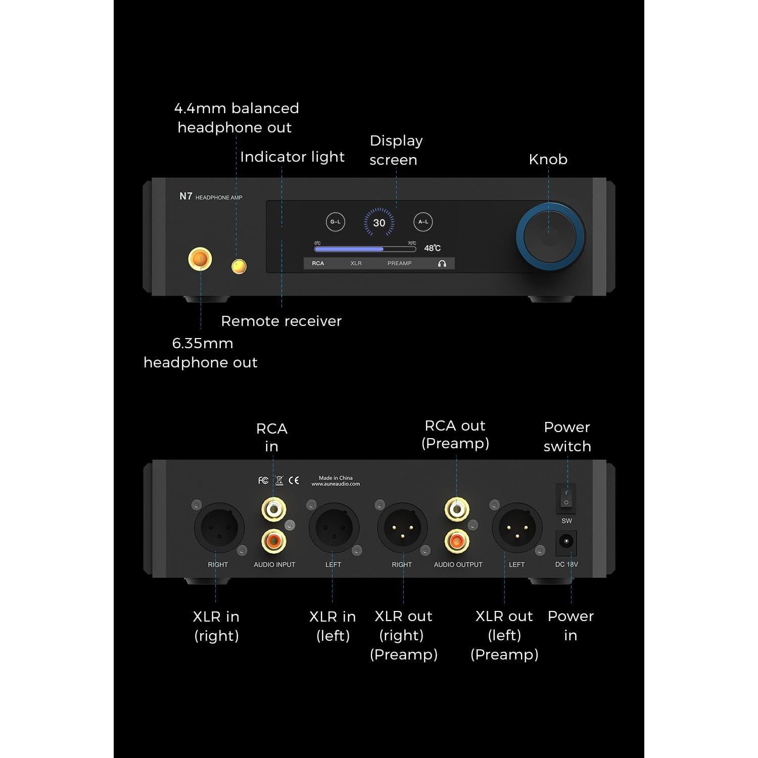 Amplificador de Auriculares Aune N7 Clase A Discreto 1.93kg