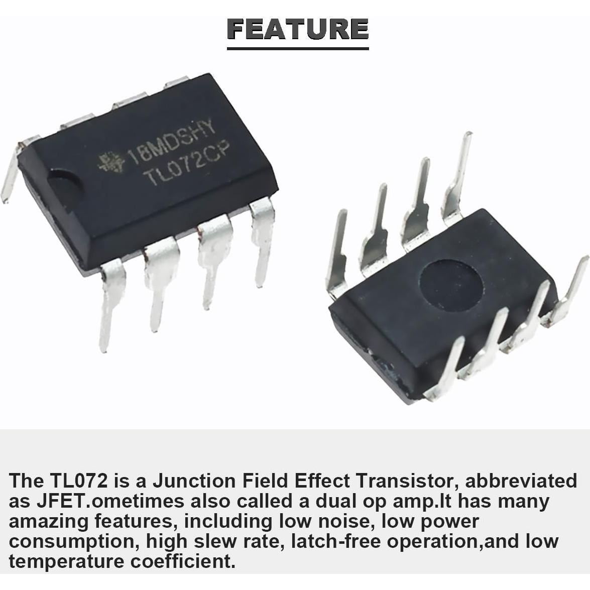 Amplificador Operacional TL072CP DAOKAI Paquete de 12