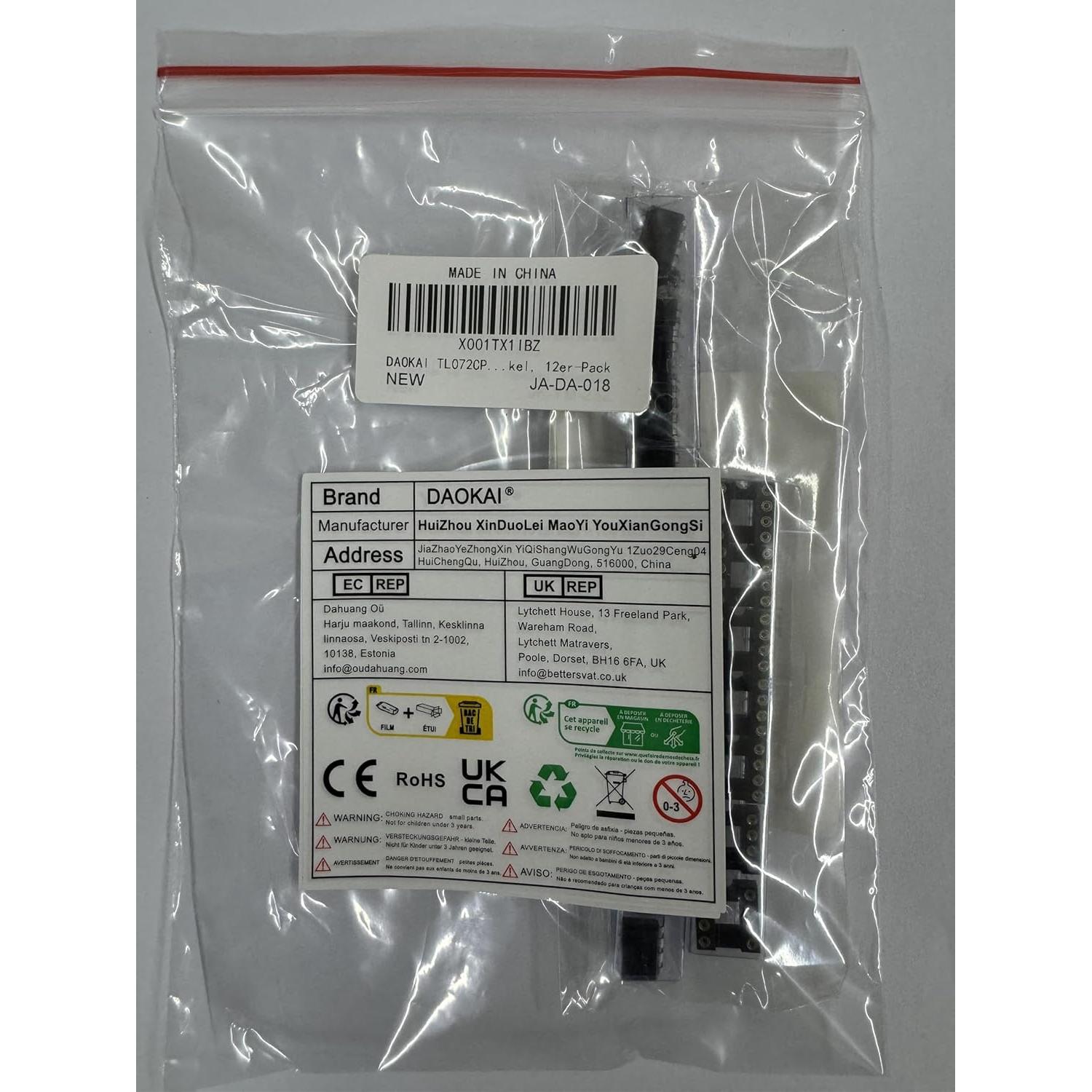 Amplificador Operacional TL072CP DAOKAI Paquete de 12