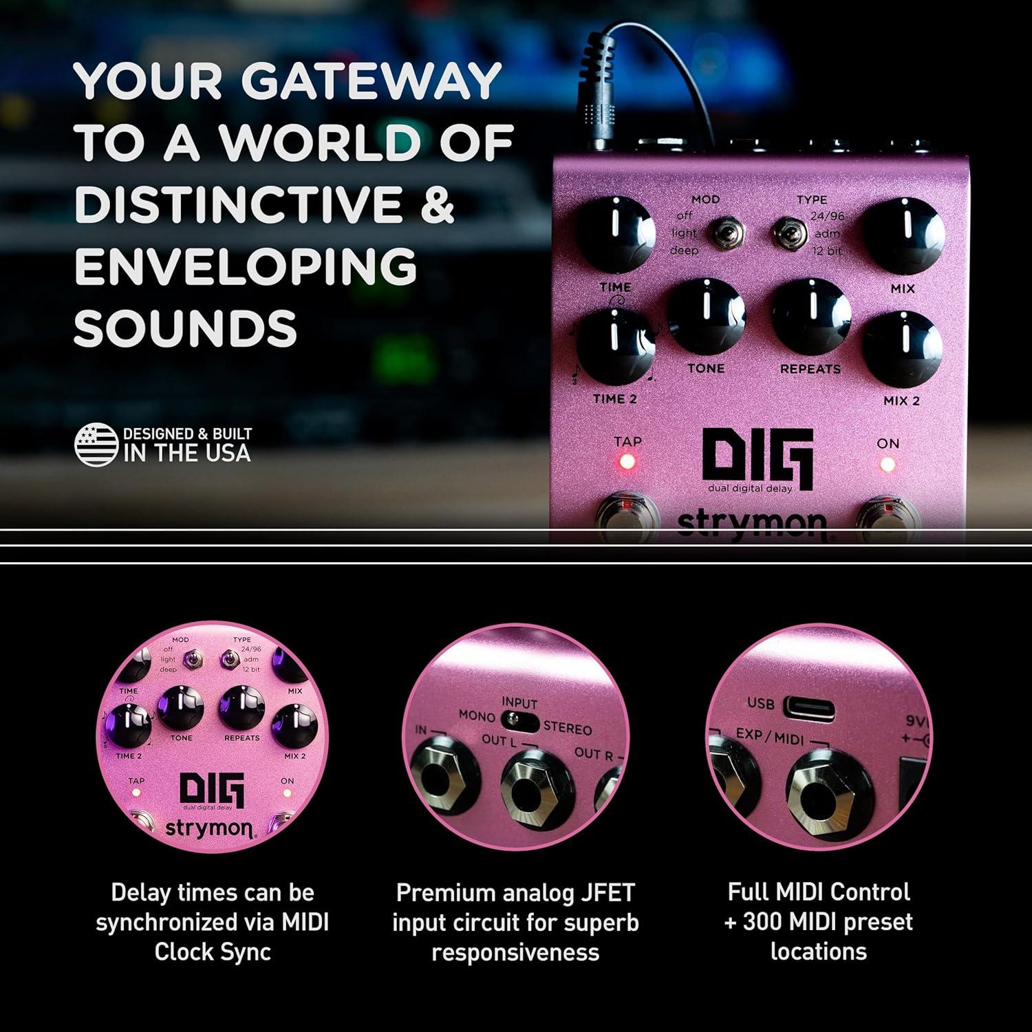 Pedal de Efectos Strymon DIG V2 Retardo Digital Doble Rosa