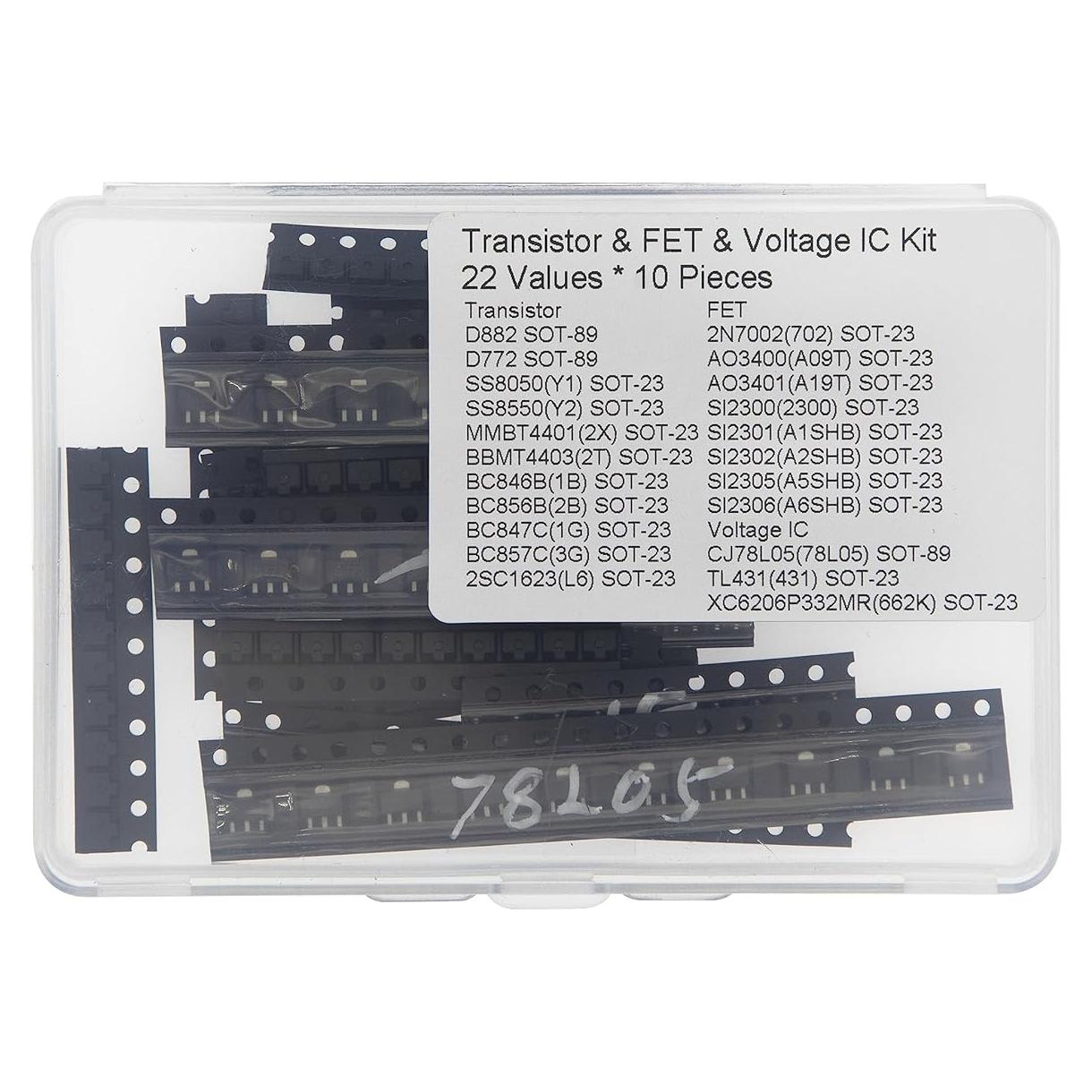 Kit de Transistores SMD y FET HUABAN 22 Valores 10 Piezas