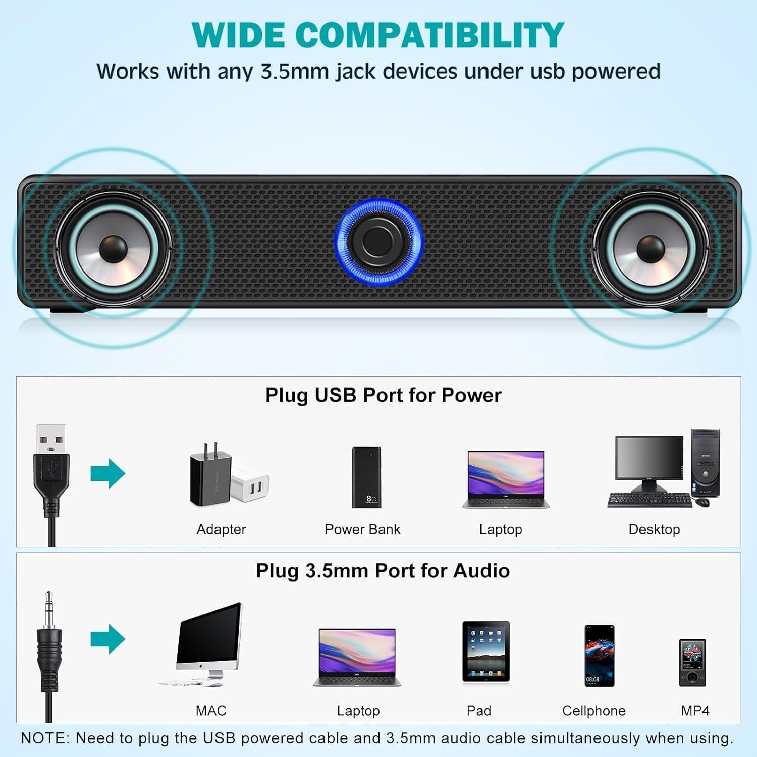 Altavoces de computadora TAOTOSUNE TTS004 USB 6W 2.0 Estéreo