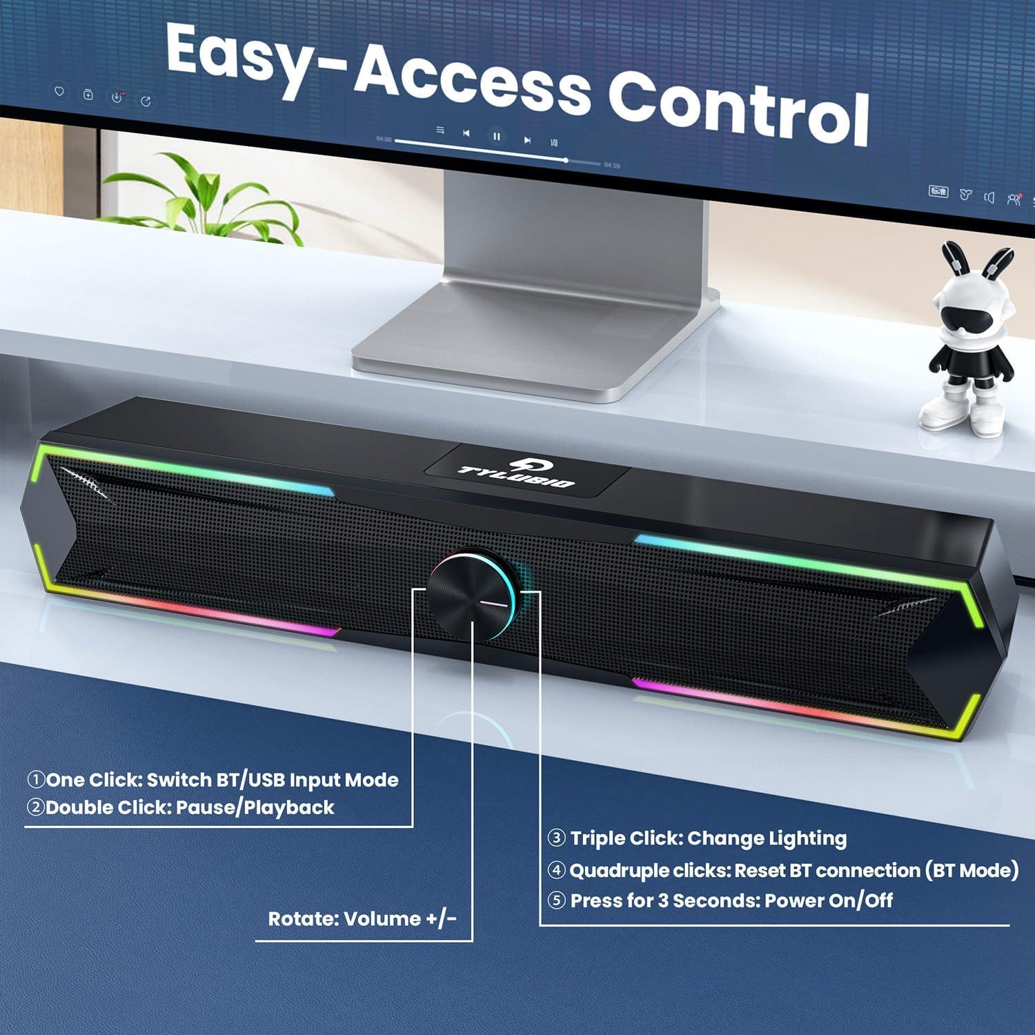 Altavoces de computadora Tylubio ST200 con Bluetooth y LED