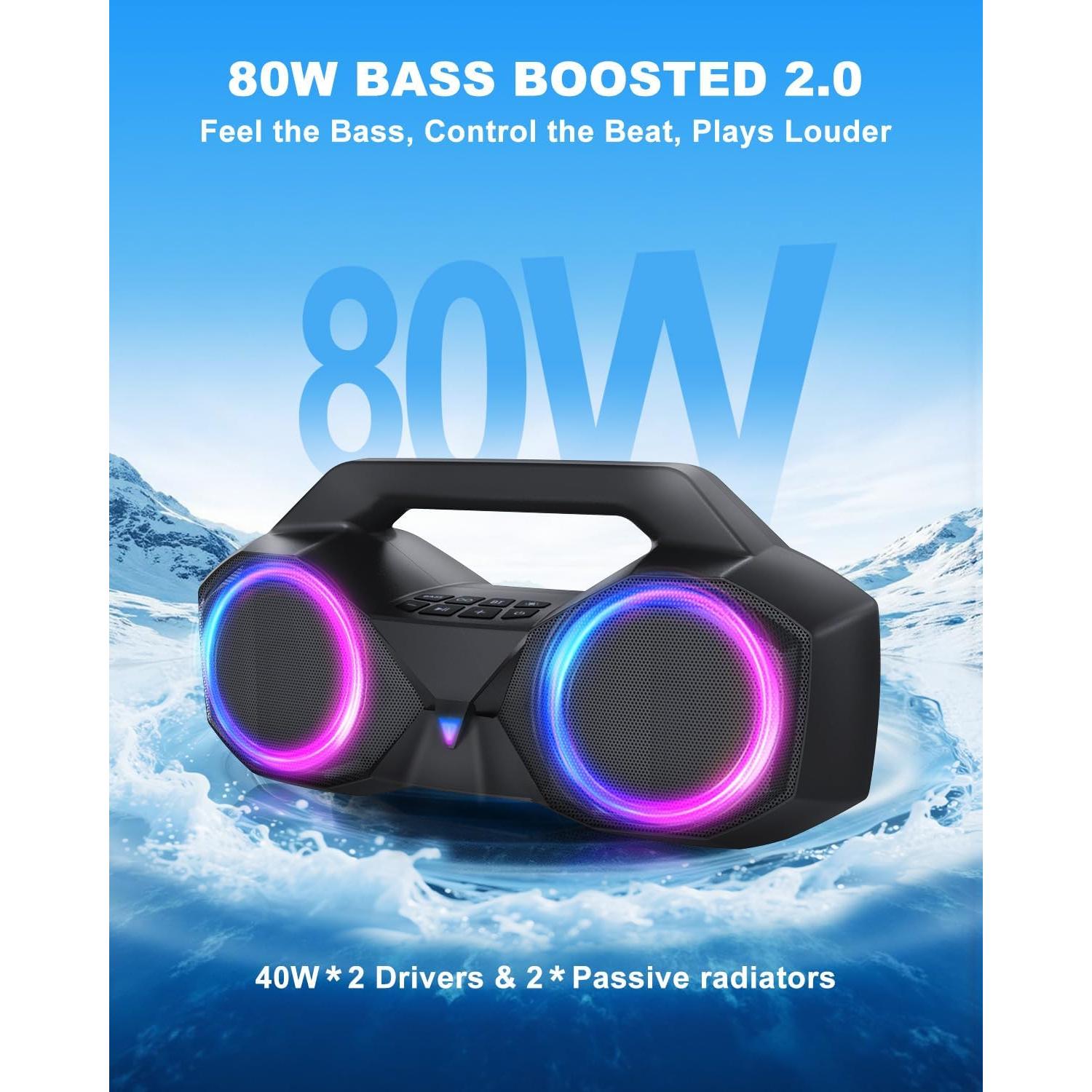 Altavoz Bluetooth OZJ-001 80W Impermeable con Bajo y RGB