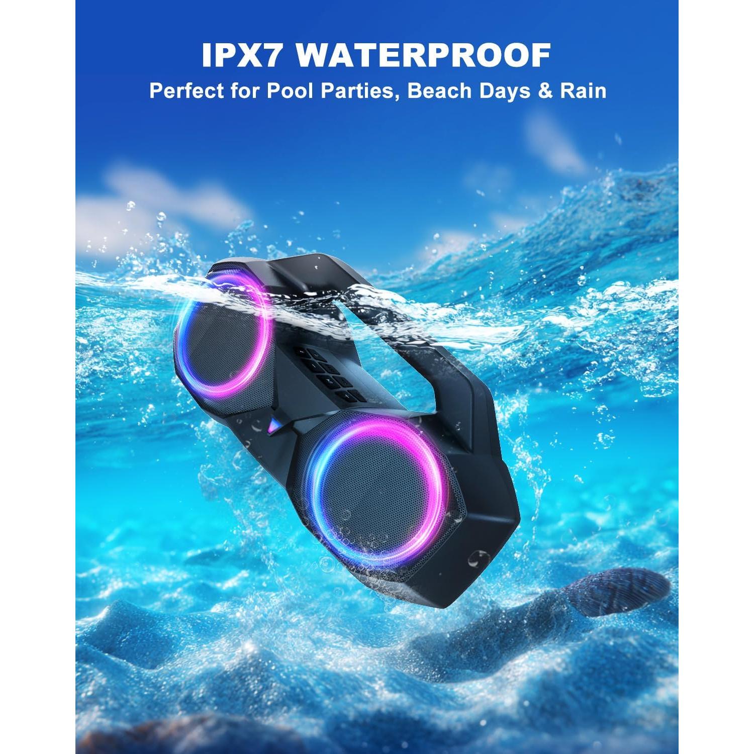 Altavoz Bluetooth OZJ-001 80W Impermeable con Bajo y RGB