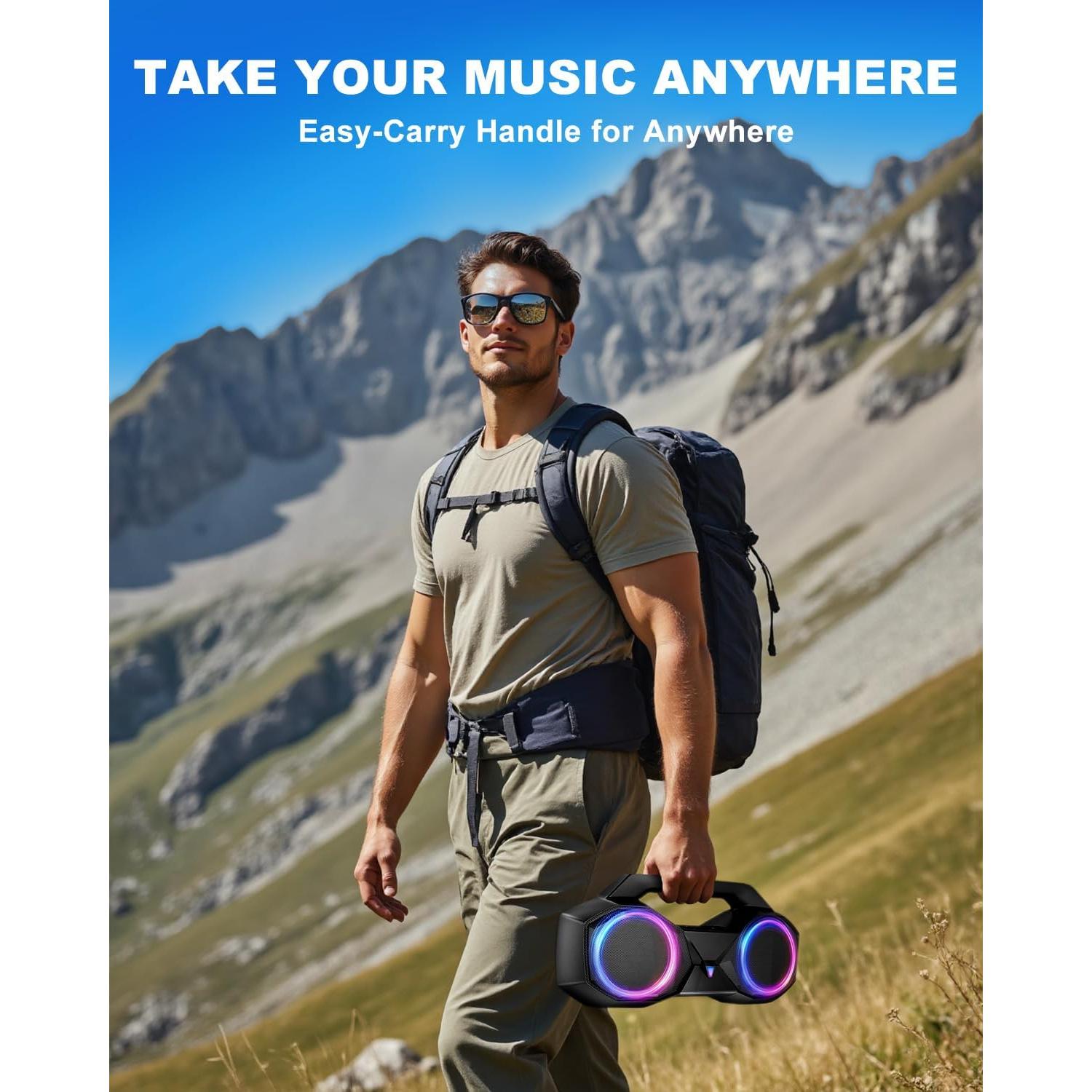 Altavoz Bluetooth OZJ-001 80W Impermeable con Bajo y RGB