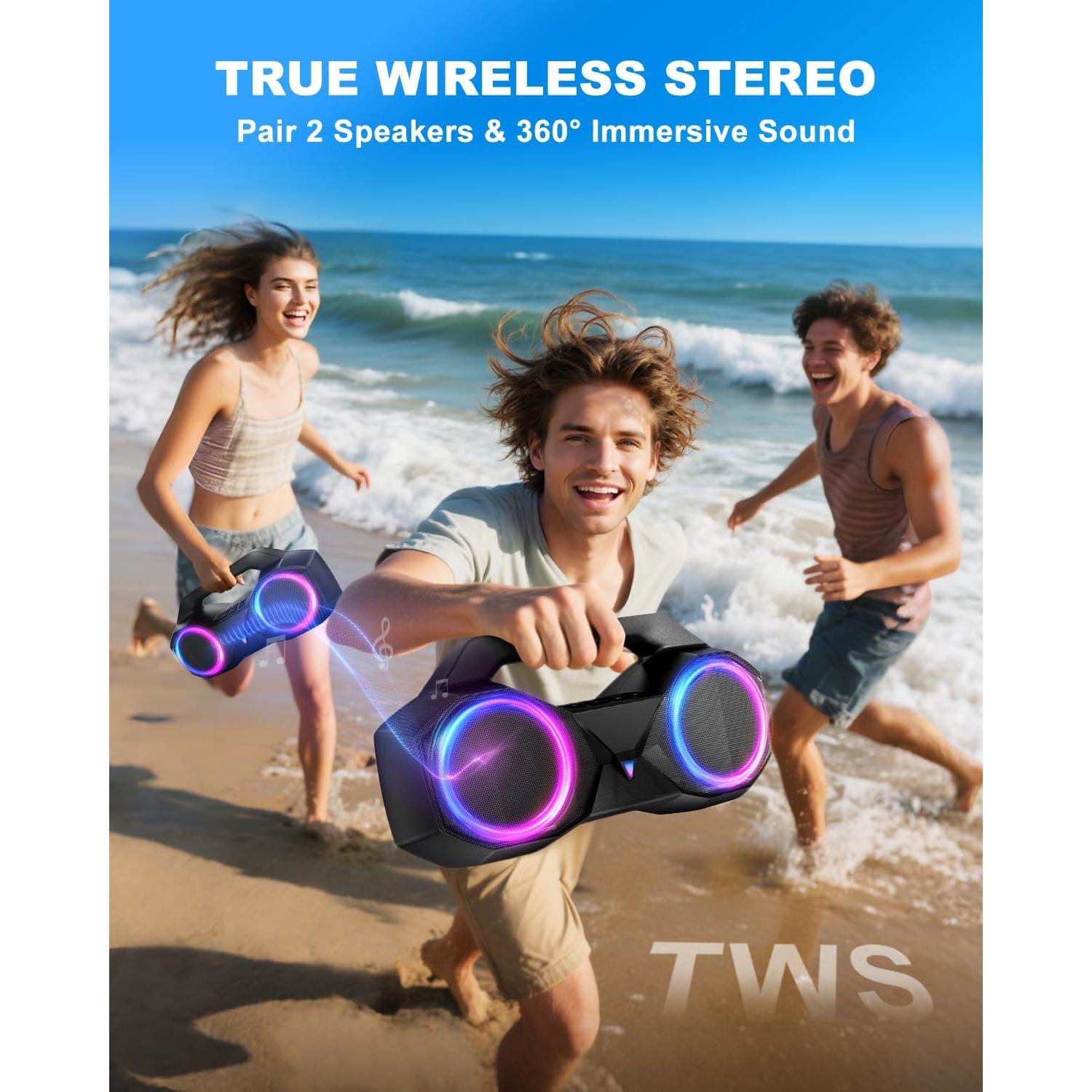 Altavoz Bluetooth OZJ-001 80W Impermeable con Bajo y RGB