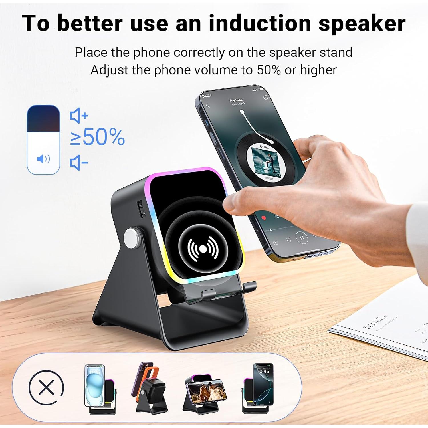 Altavoz Inducción AIKELA ZJ-027 Bluetooth 5.3 5 en 1 Negro