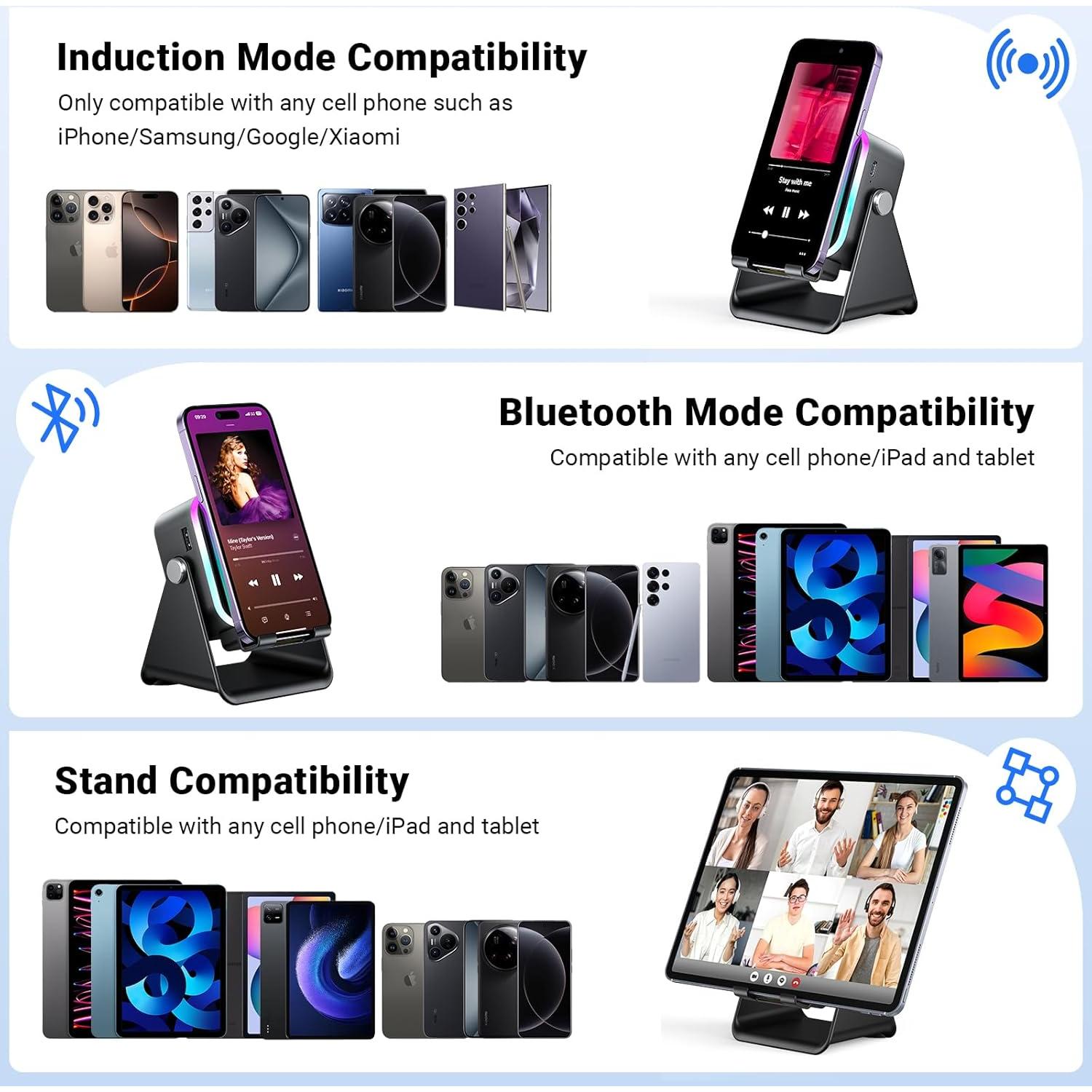 Altavoz Inducción AIKELA ZJ-027 Bluetooth 5.3 5 en 1 Negro