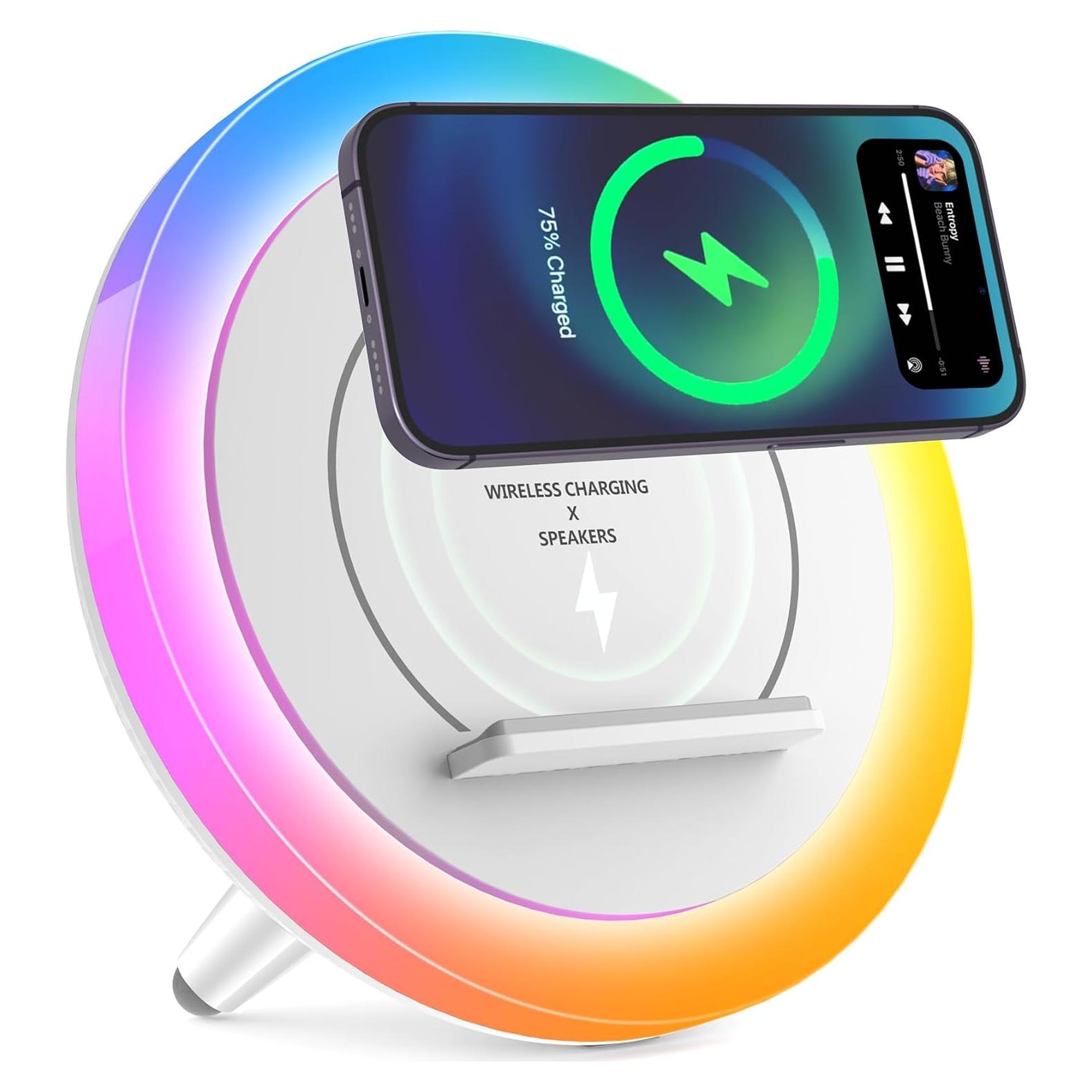 Altavoz Bluetooth 4-en-1 SIDVAR con Luz Nocturna y Carga Inalámbrica